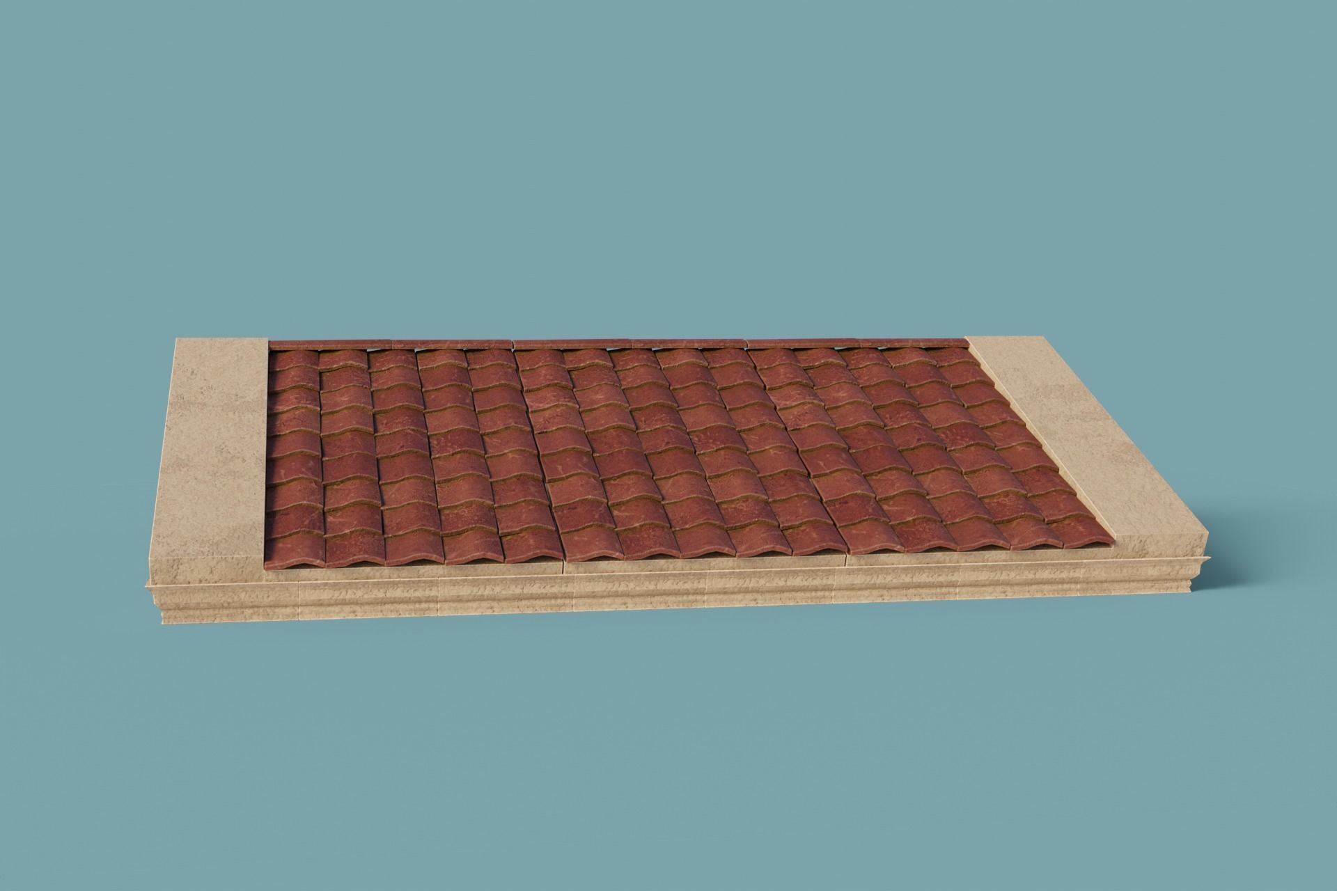 Antique Temple Roof Low-poly 3D model_10