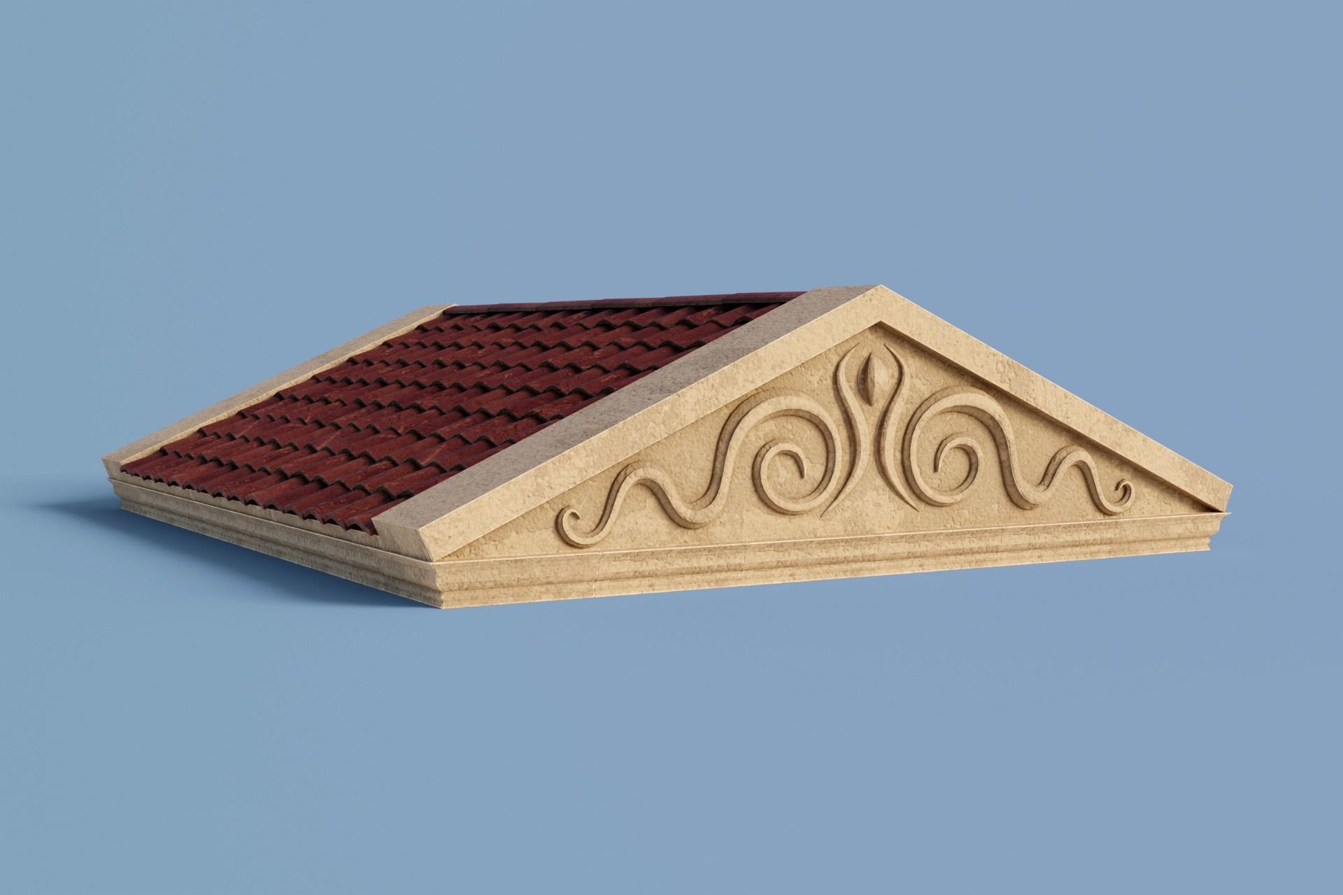 Antique Temple Roof Low-poly 3D model_8