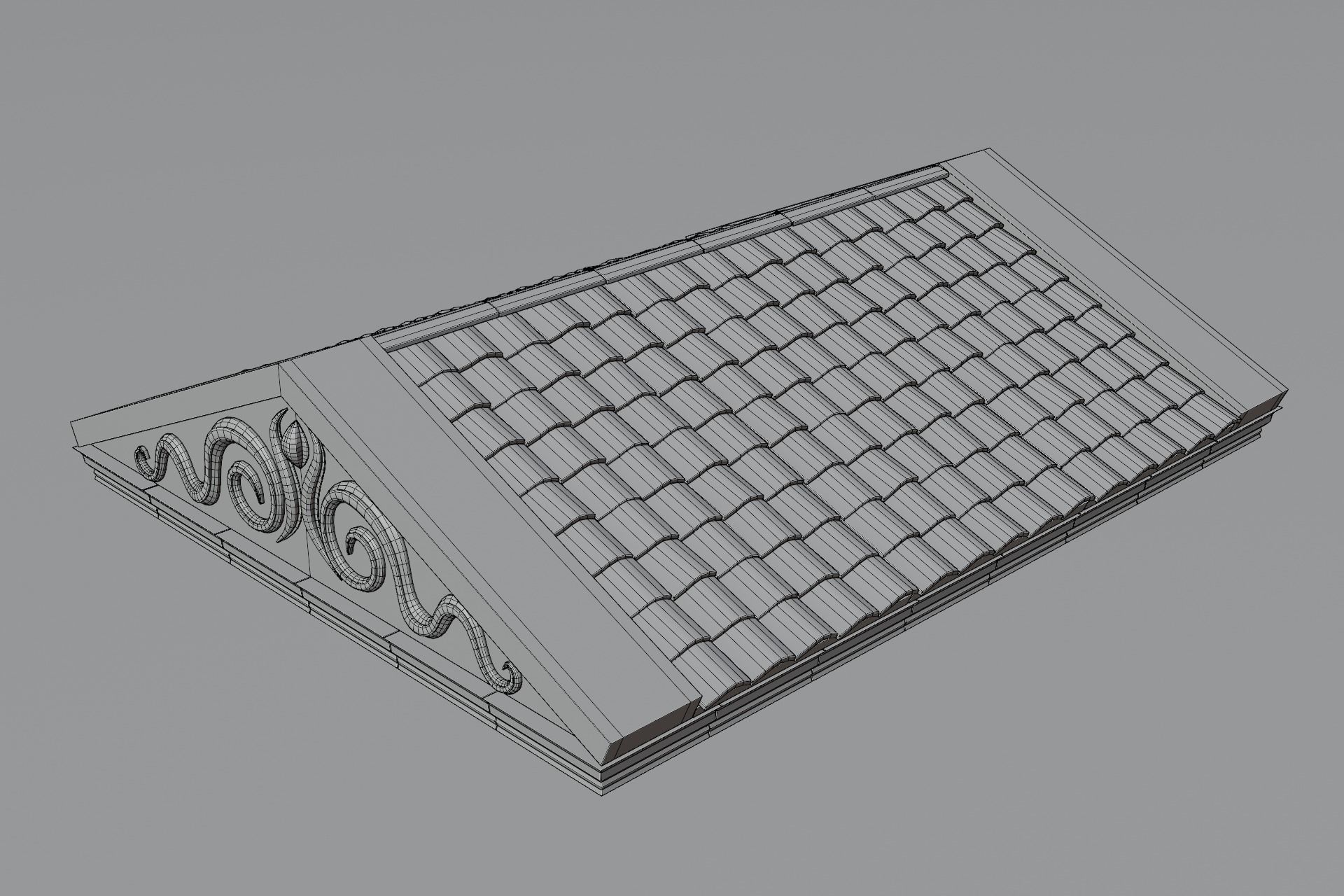 Antique Temple Roof Low-poly 3D model_13