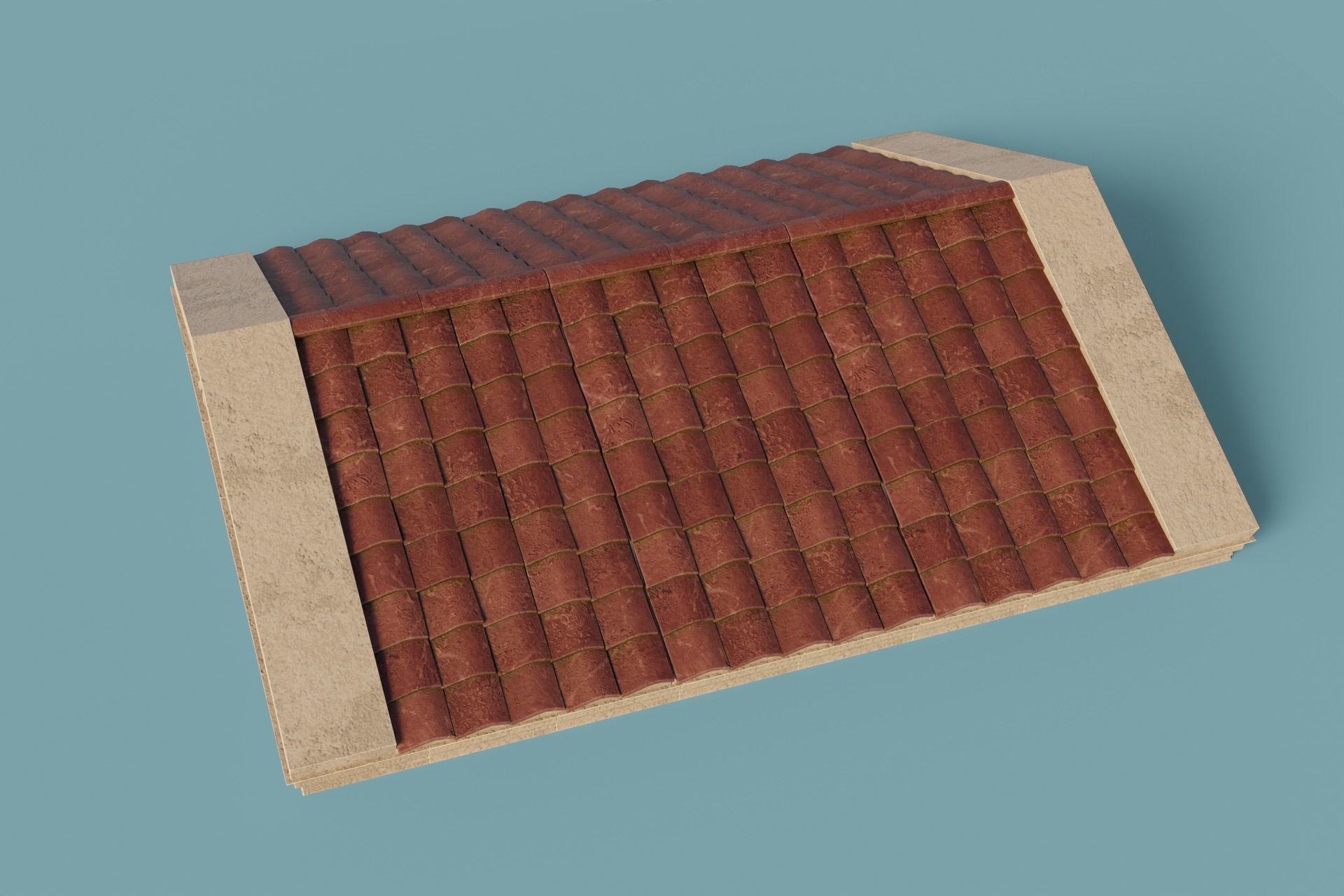 Antique Temple Roof Low-poly 3D model_9
