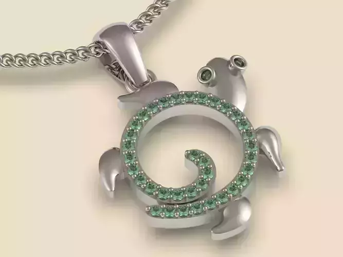 Turtle pendant  gold  jewelry printable 3D model