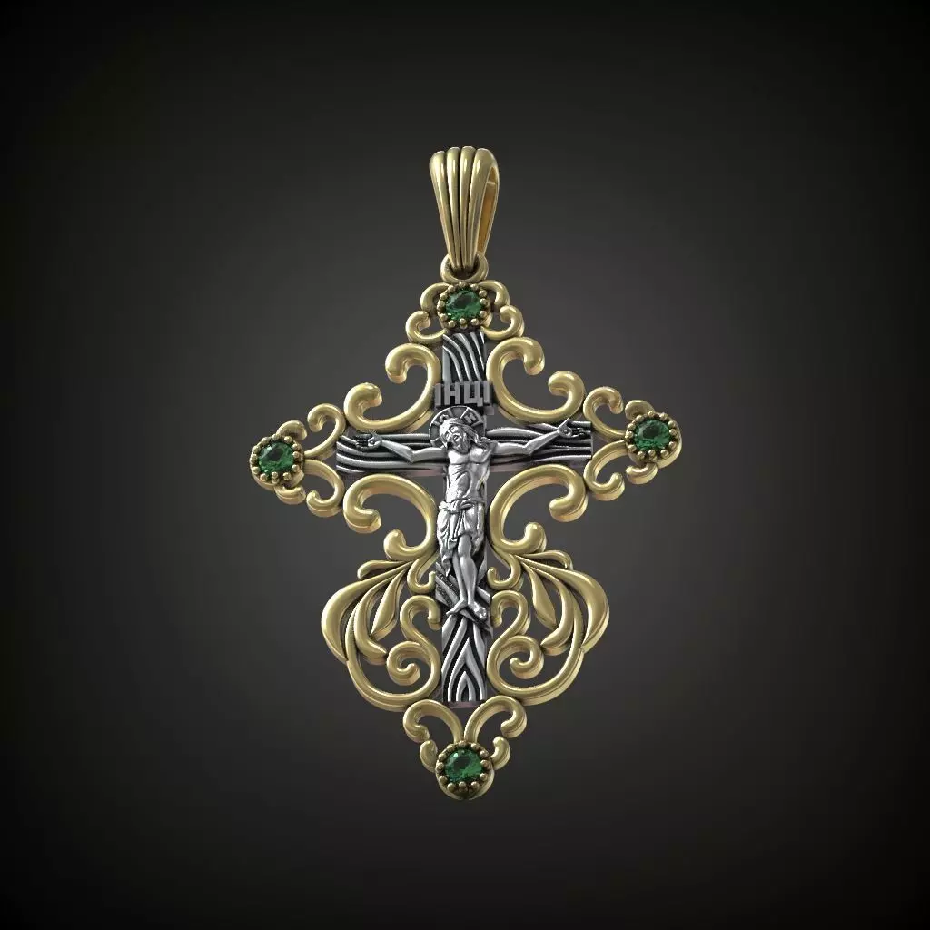 Openwork eastern christian cross jesus necklace pendant Free 3D print model