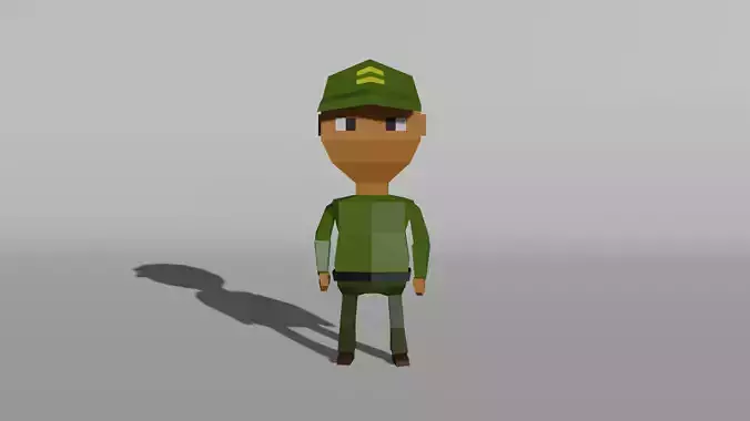 Low poly cartoon soldier