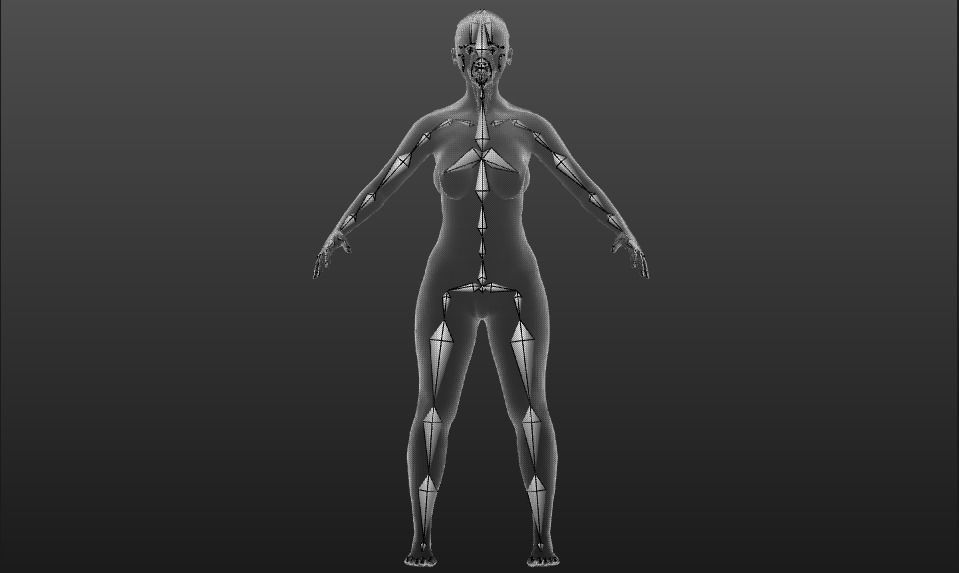 Realistic Asian Woman rigged Low-poly 3D model_17