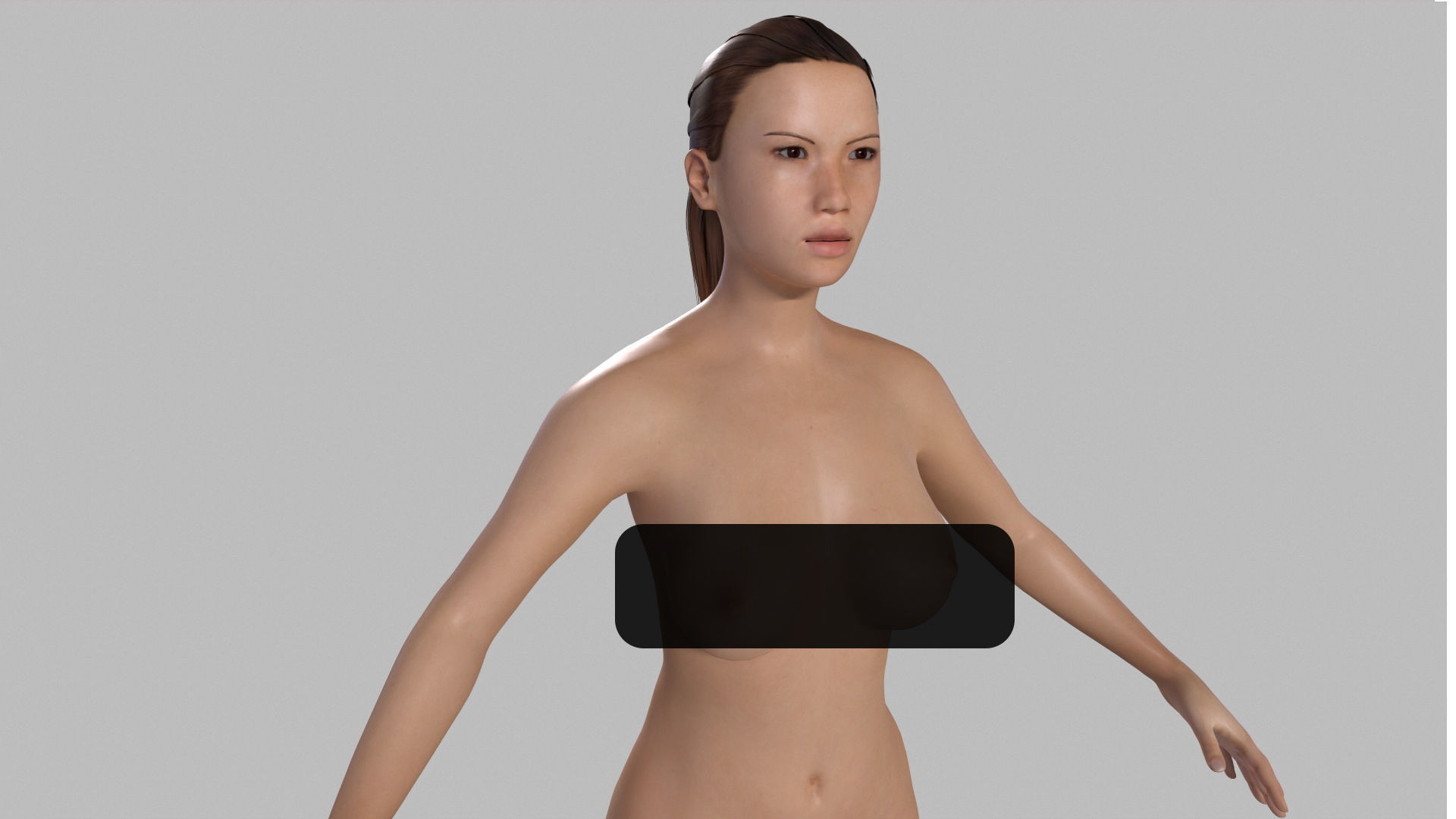 Realistic Asian Woman rigged Low-poly 3D model_5