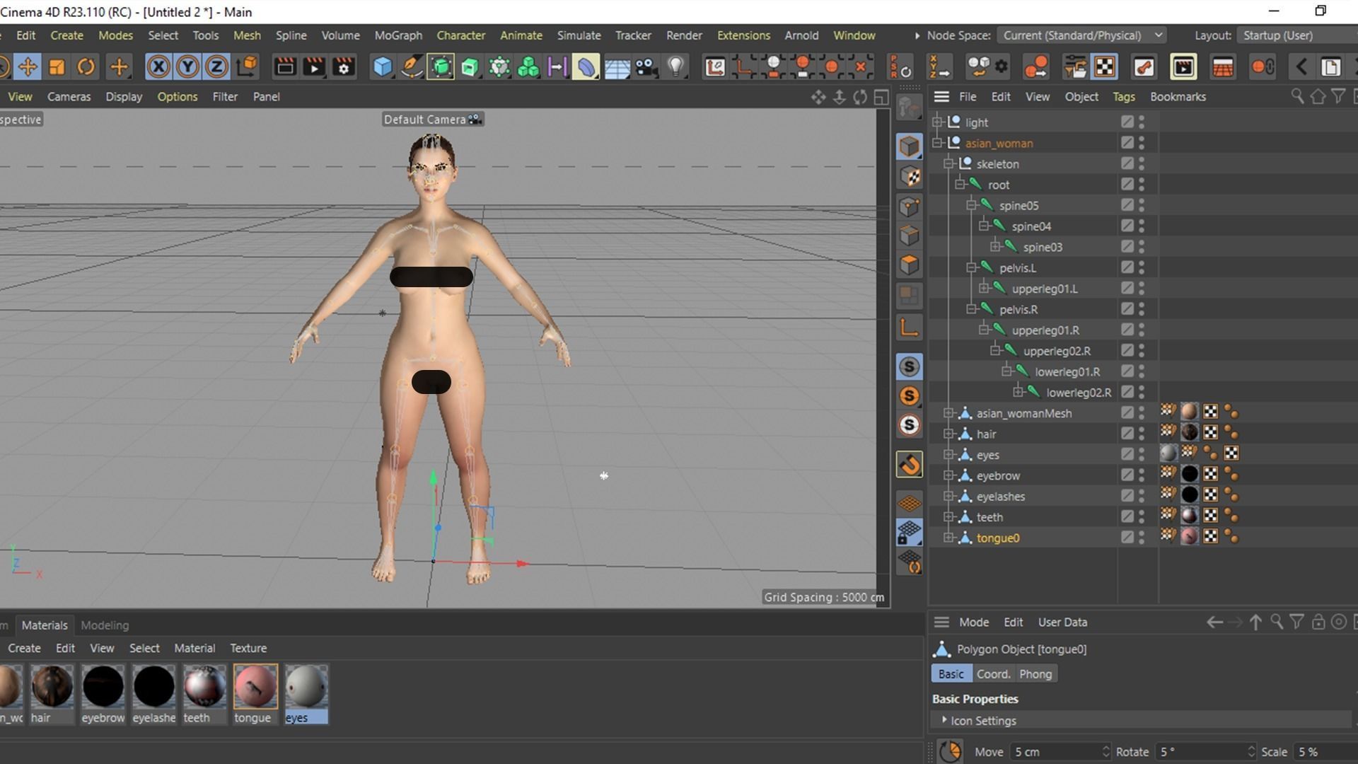 Realistic Asian Woman rigged Low-poly 3D model_7