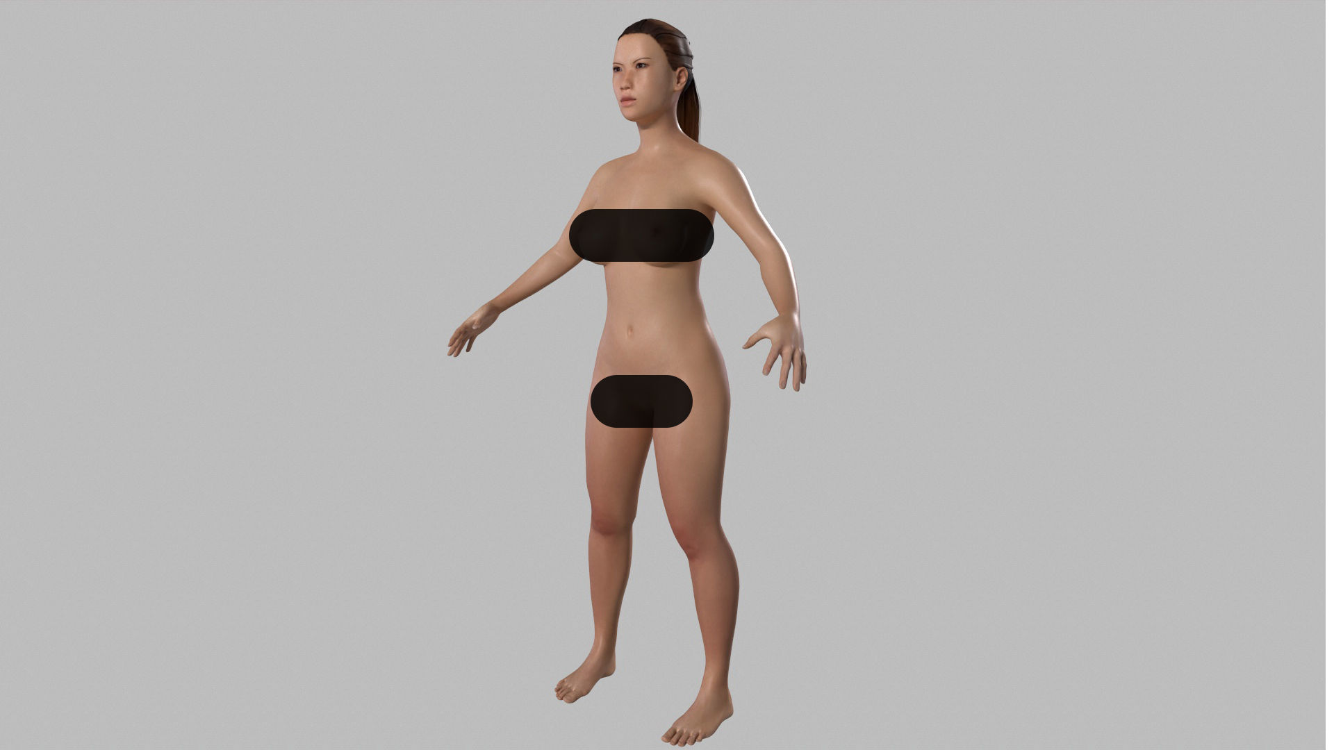 Realistic Asian Woman rigged Low-poly 3D model_2