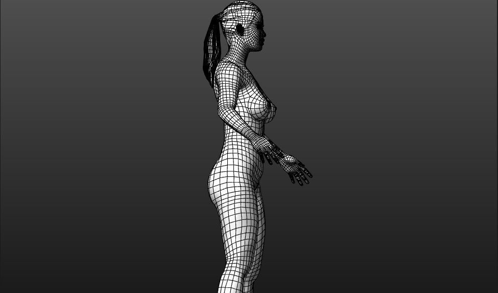 Realistic Asian Woman rigged Low-poly 3D model_12