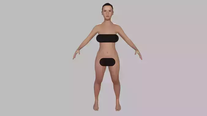 Realistic Asian Woman rigged Low-poly 3D model