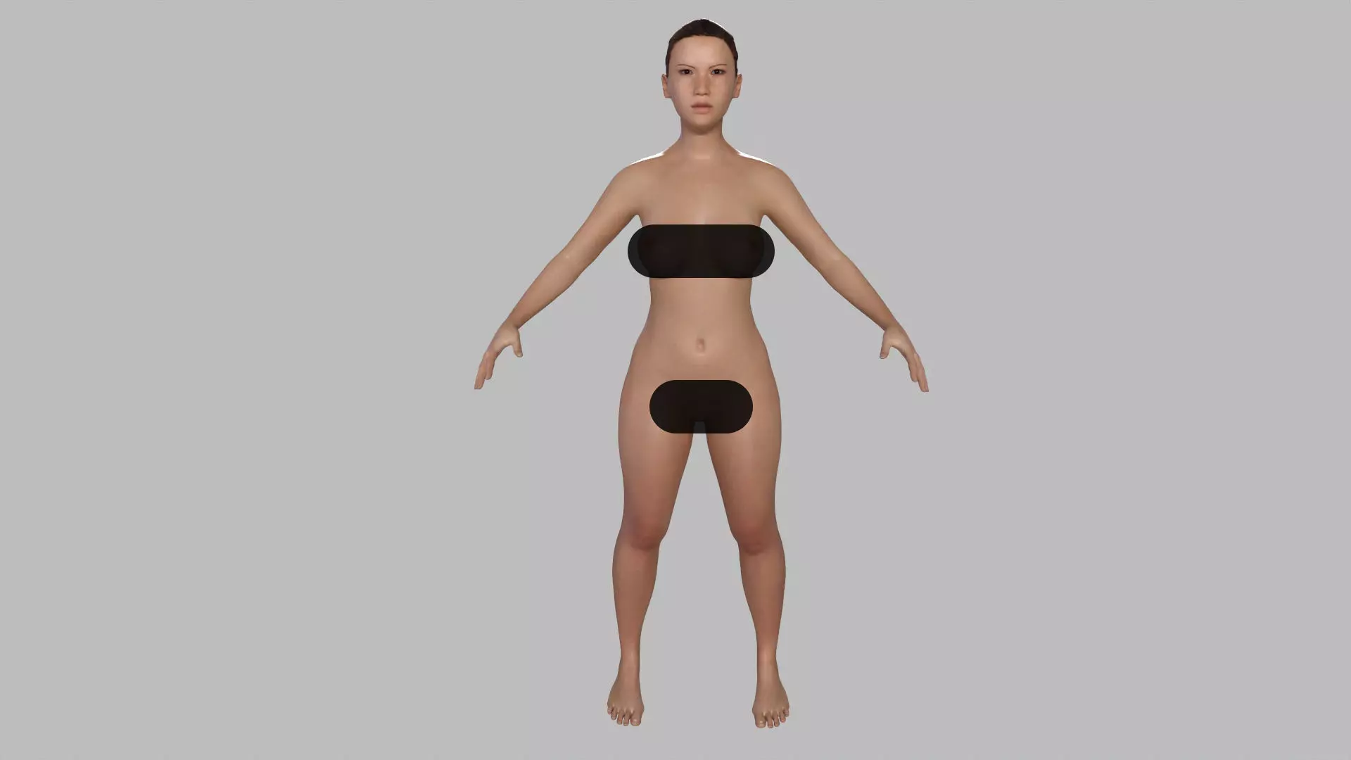 Realistic Asian Woman rigged Low-poly 3D model_0