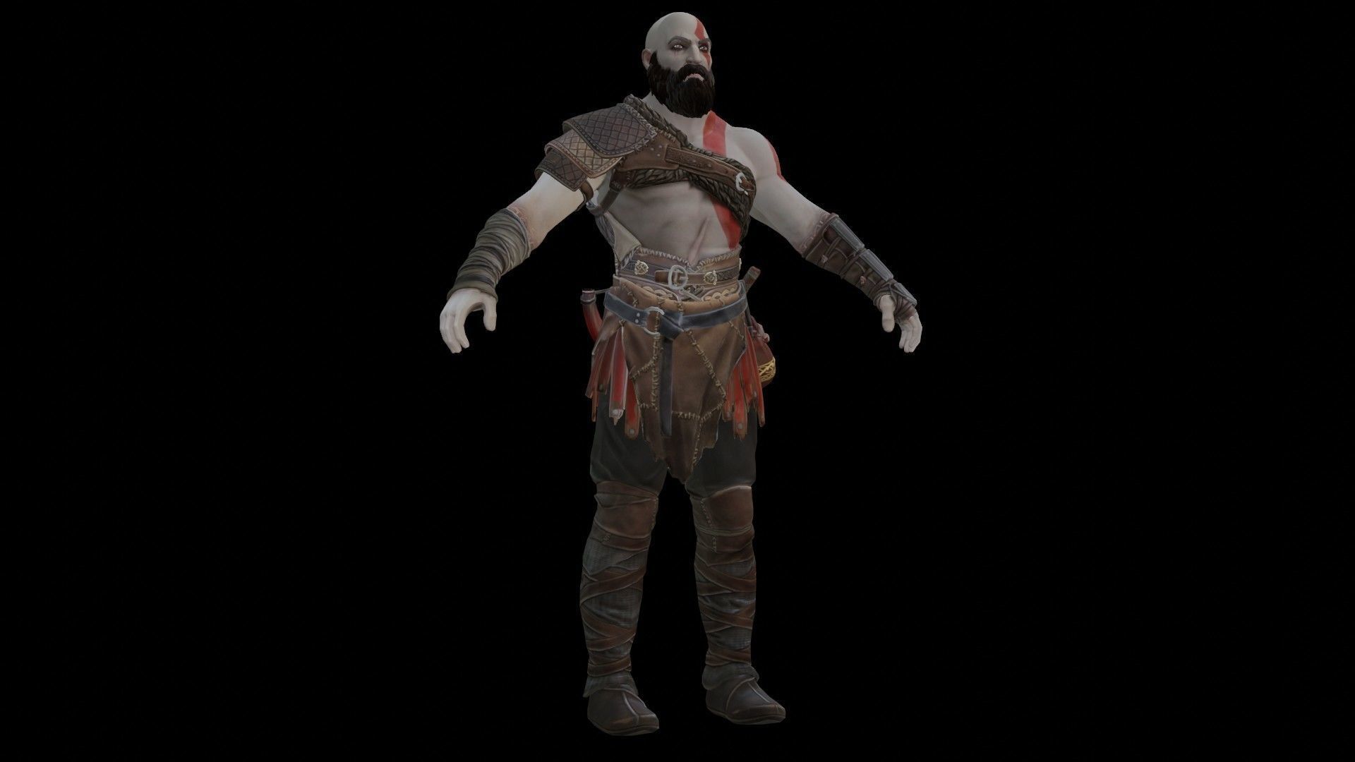 Kratos God Of War RIGGED  3D model_25