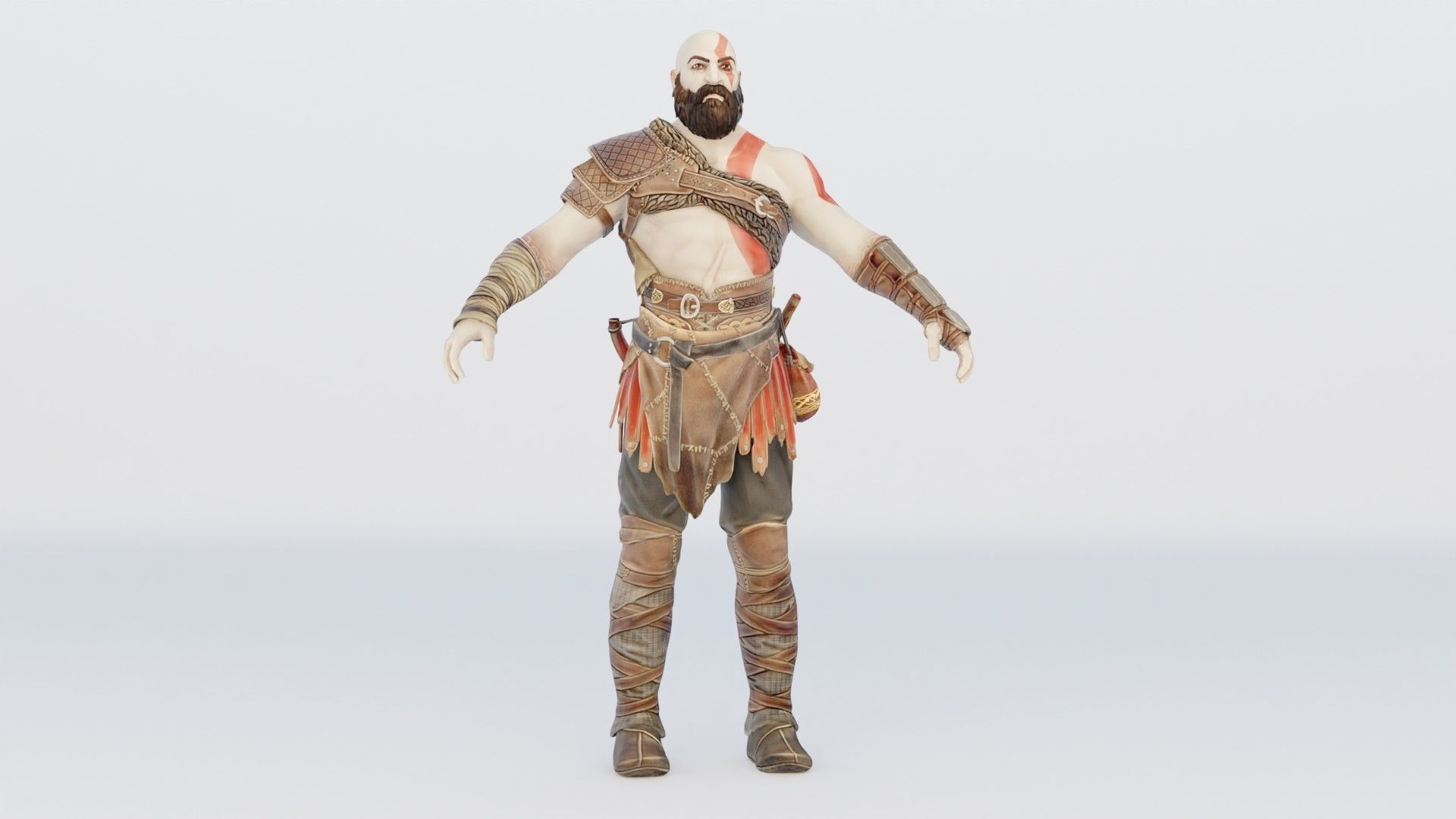 Kratos God Of War RIGGED  3D model_9