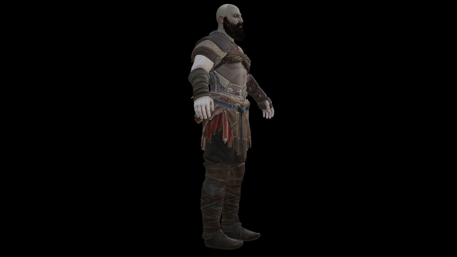 Kratos God Of War RIGGED  3D model_28