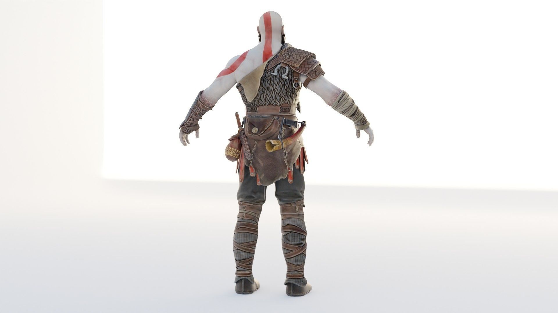 Kratos God Of War RIGGED  3D model_7