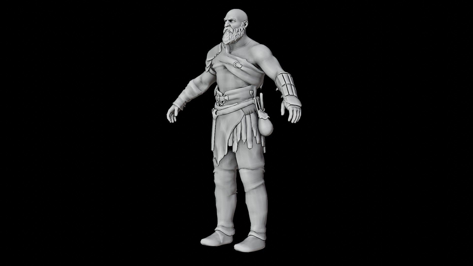 Kratos God Of War RIGGED  3D model_44