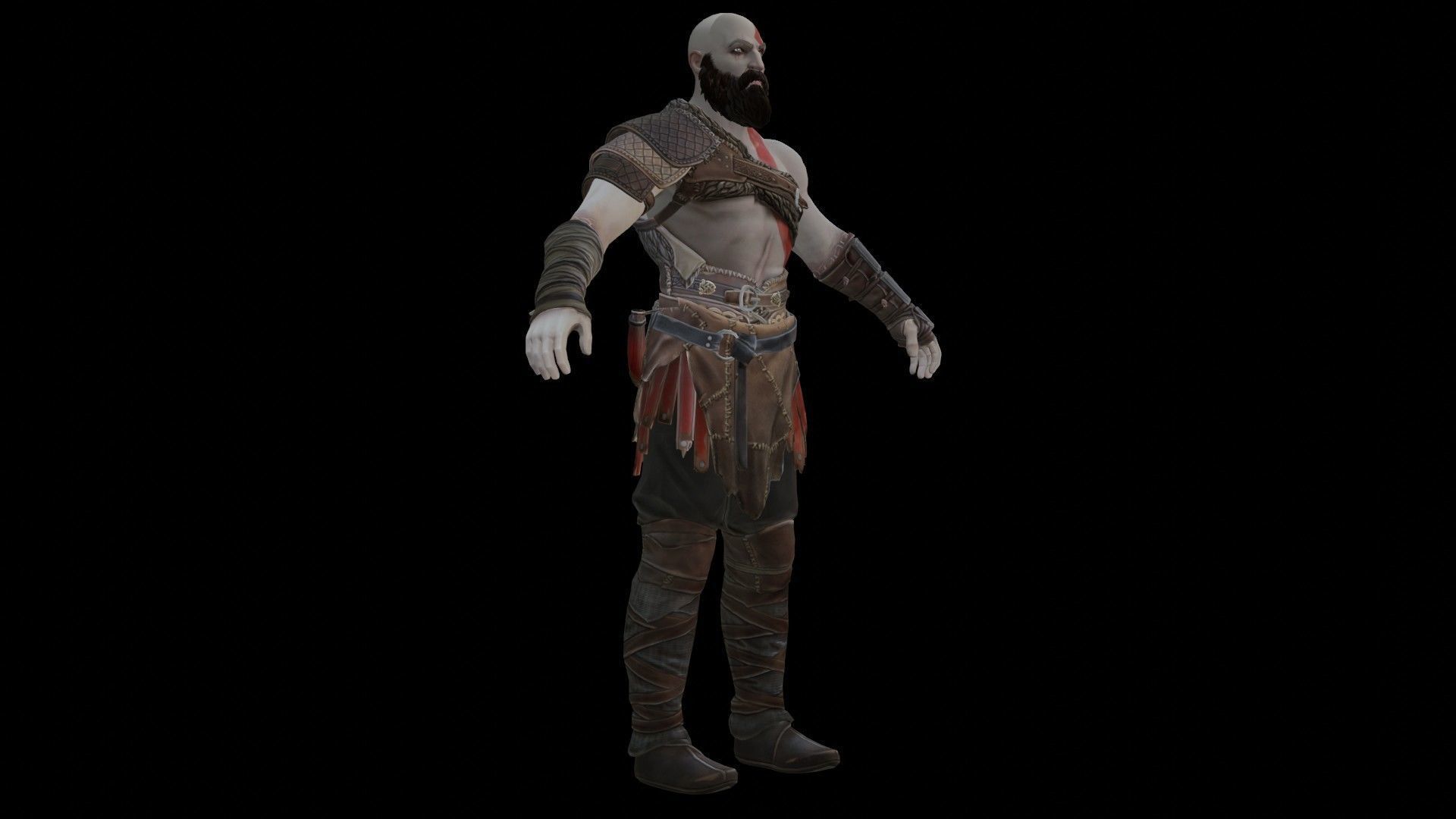 Kratos God Of War RIGGED  3D model_27
