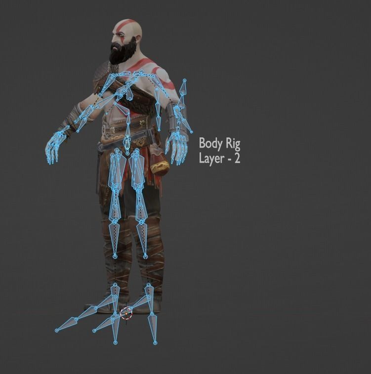 Kratos God Of War RIGGED  3D model_13