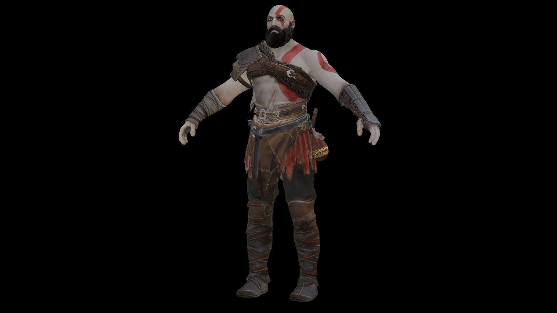 Kratos God Of War RIGGED  3D model_23
