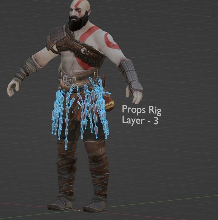 Kratos God Of War RIGGED  3D model_12