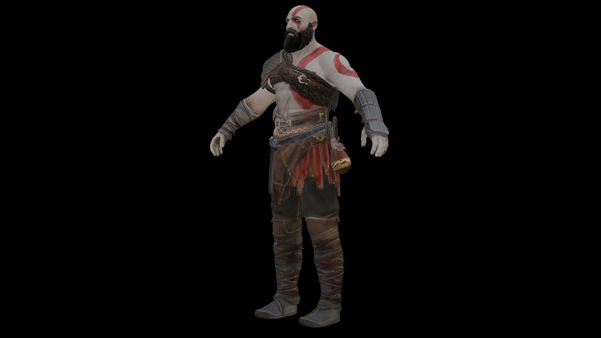 Kratos God Of War RIGGED  3D model_22