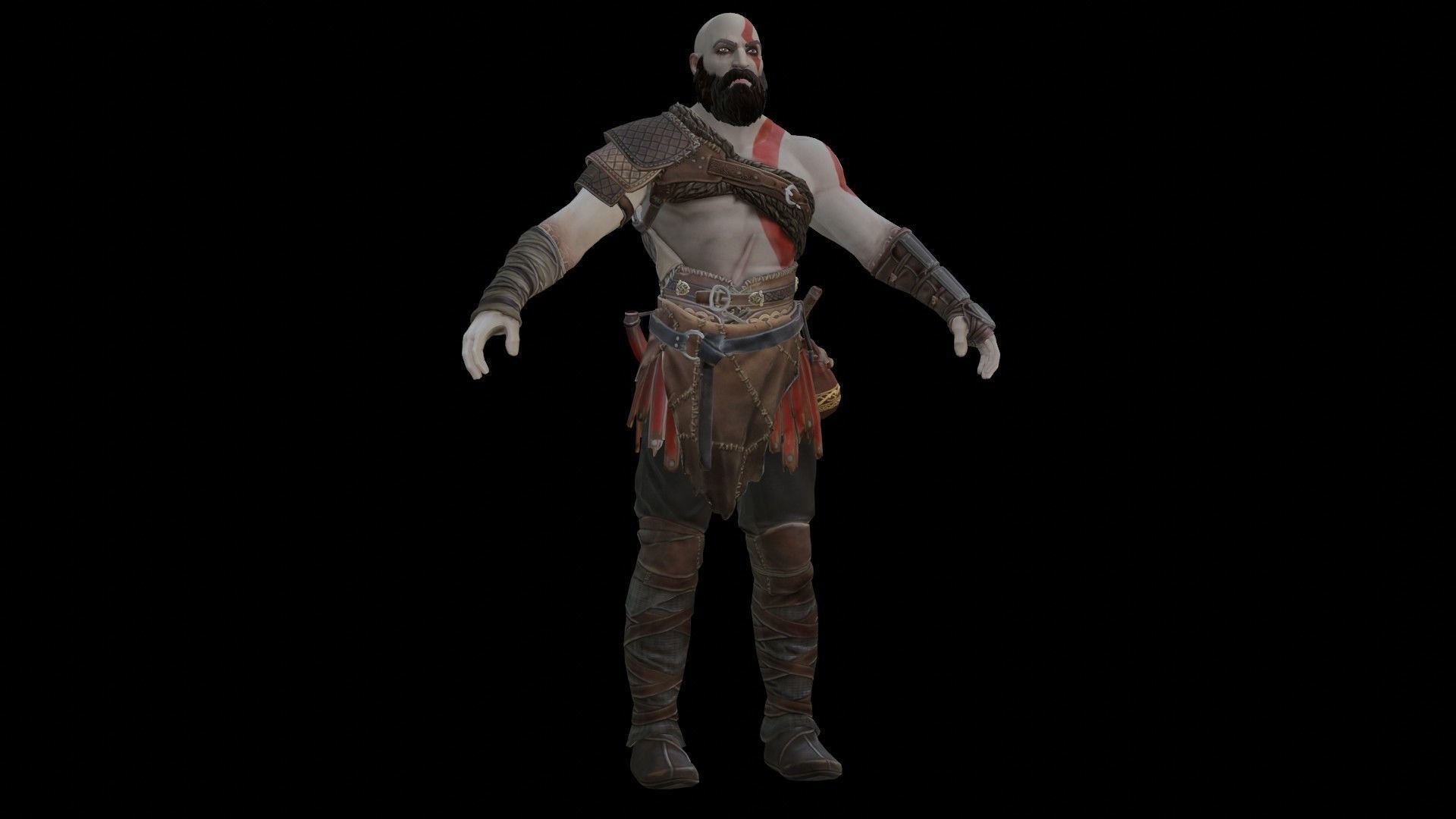 Kratos God Of War RIGGED  3D model_14