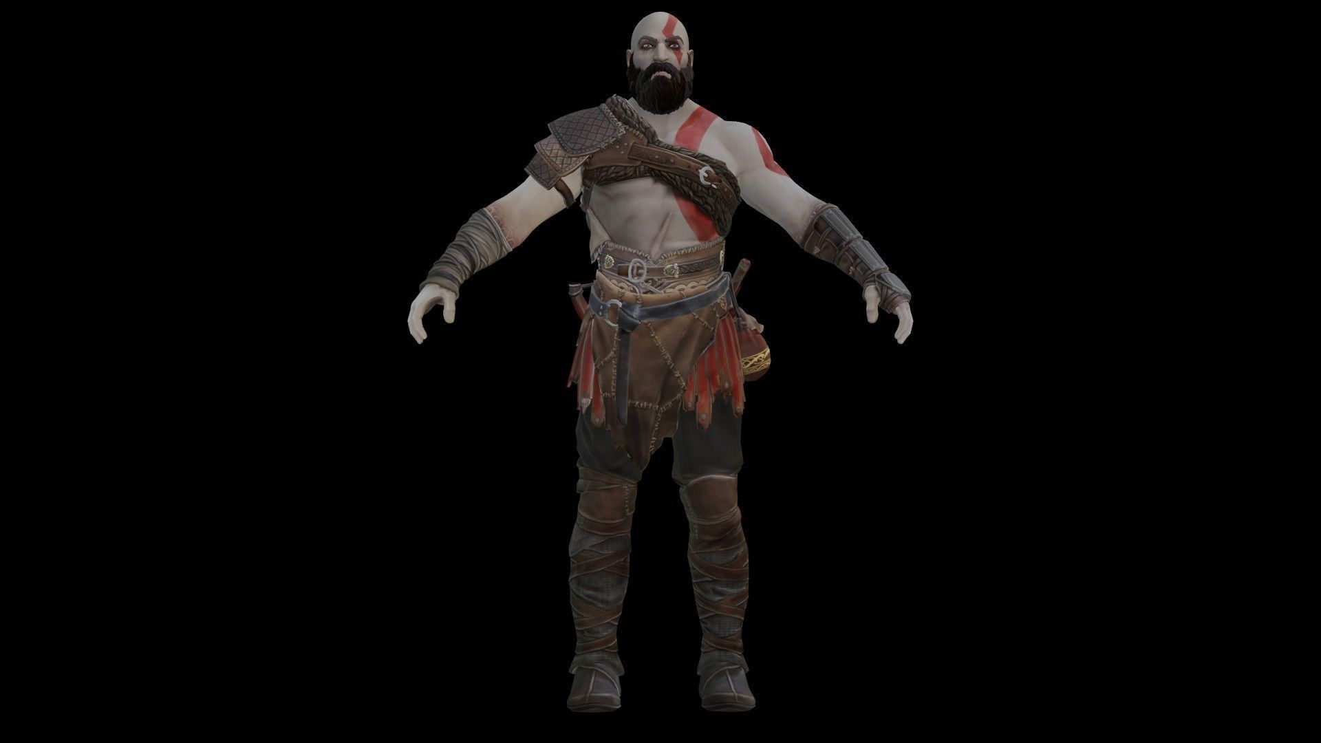 Kratos God Of War RIGGED  3D model_24