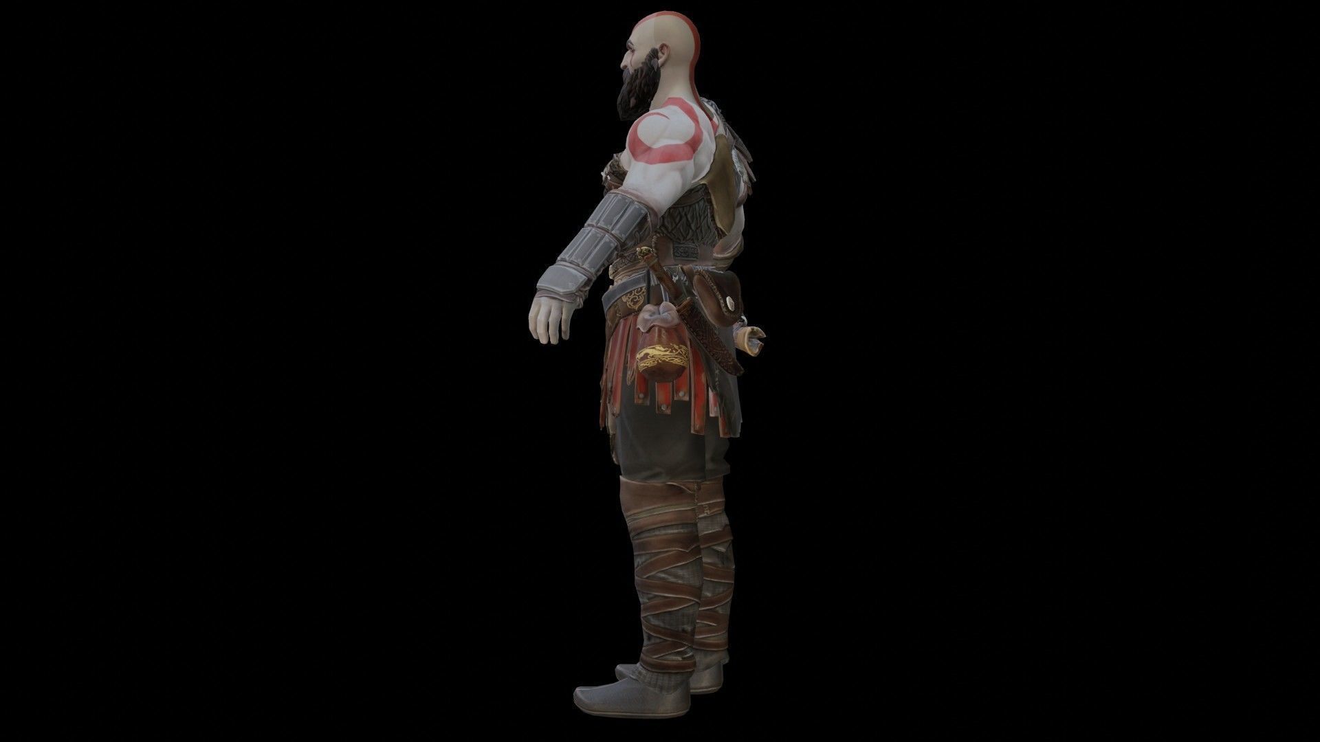 Kratos God Of War RIGGED  3D model_19