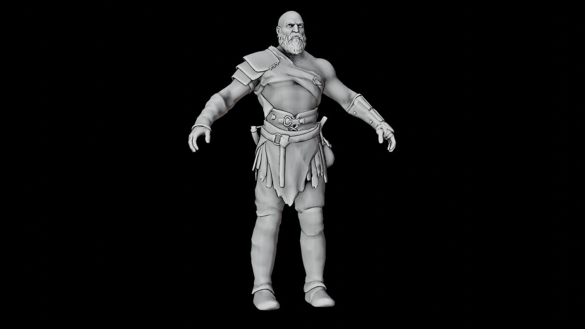 Kratos God Of War RIGGED  3D model_33