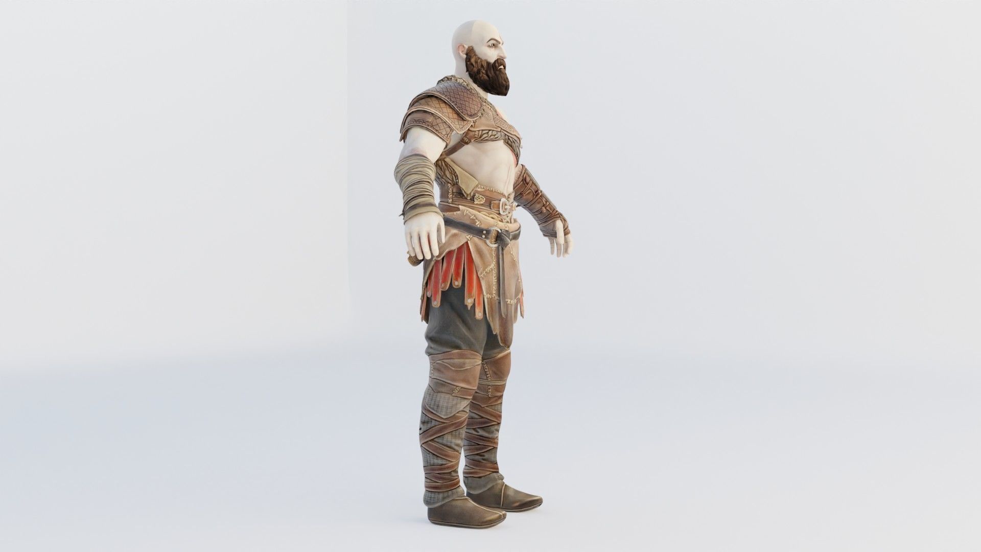 Kratos God Of War RIGGED  3D model_8