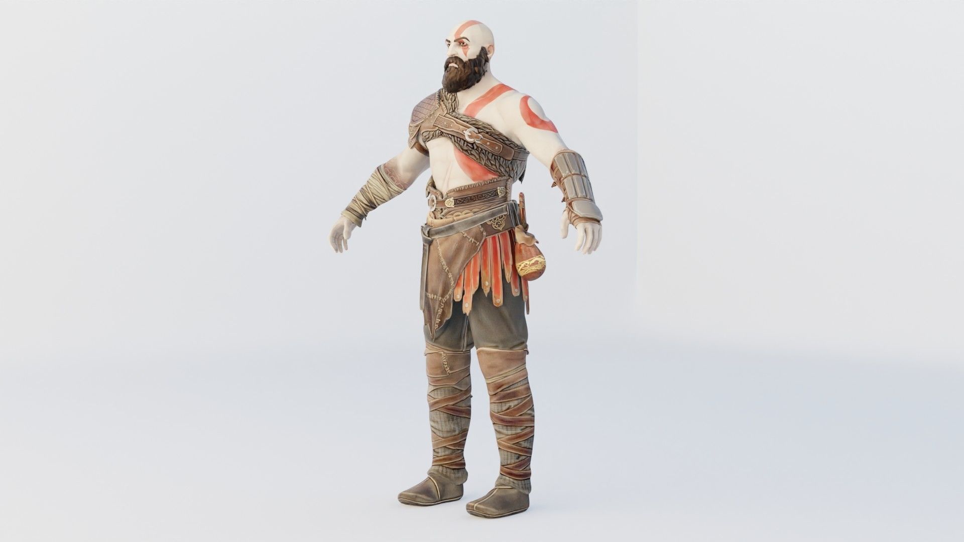 Kratos God Of War RIGGED  3D model_2