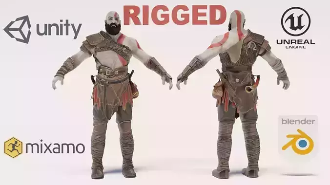 Kratos God Of War RIGGED  3D model