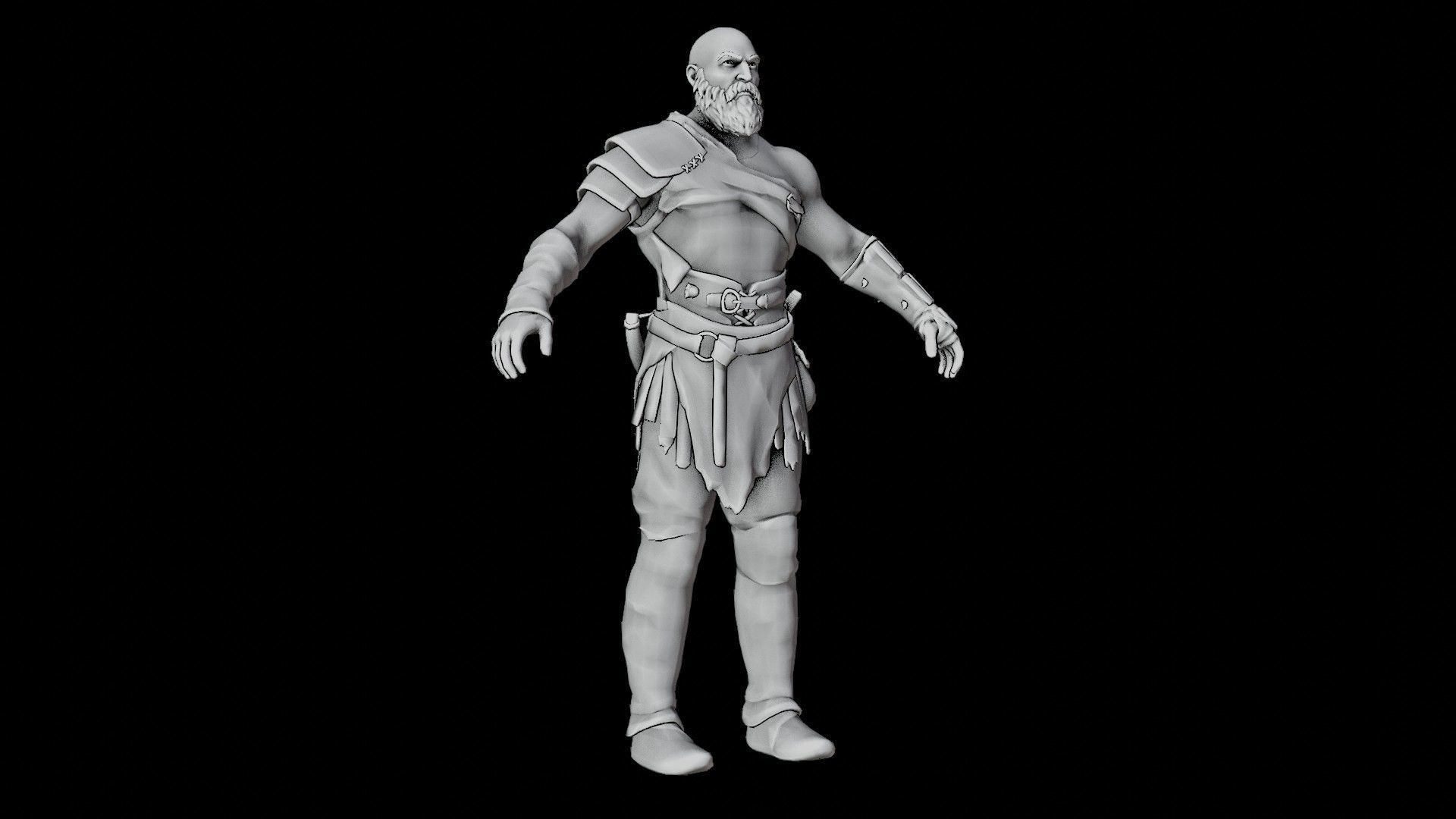 Kratos God Of War RIGGED  3D model_50