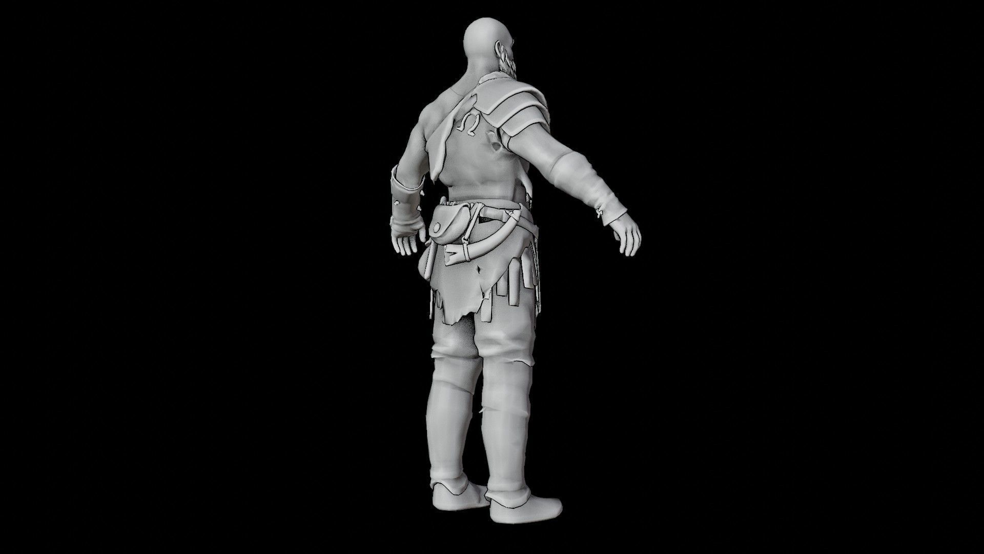 Kratos God Of War RIGGED  3D model_36