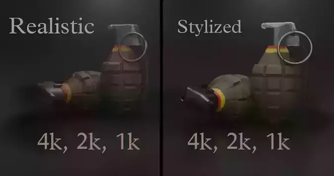 grenade game ready asset Low-poly 3D model