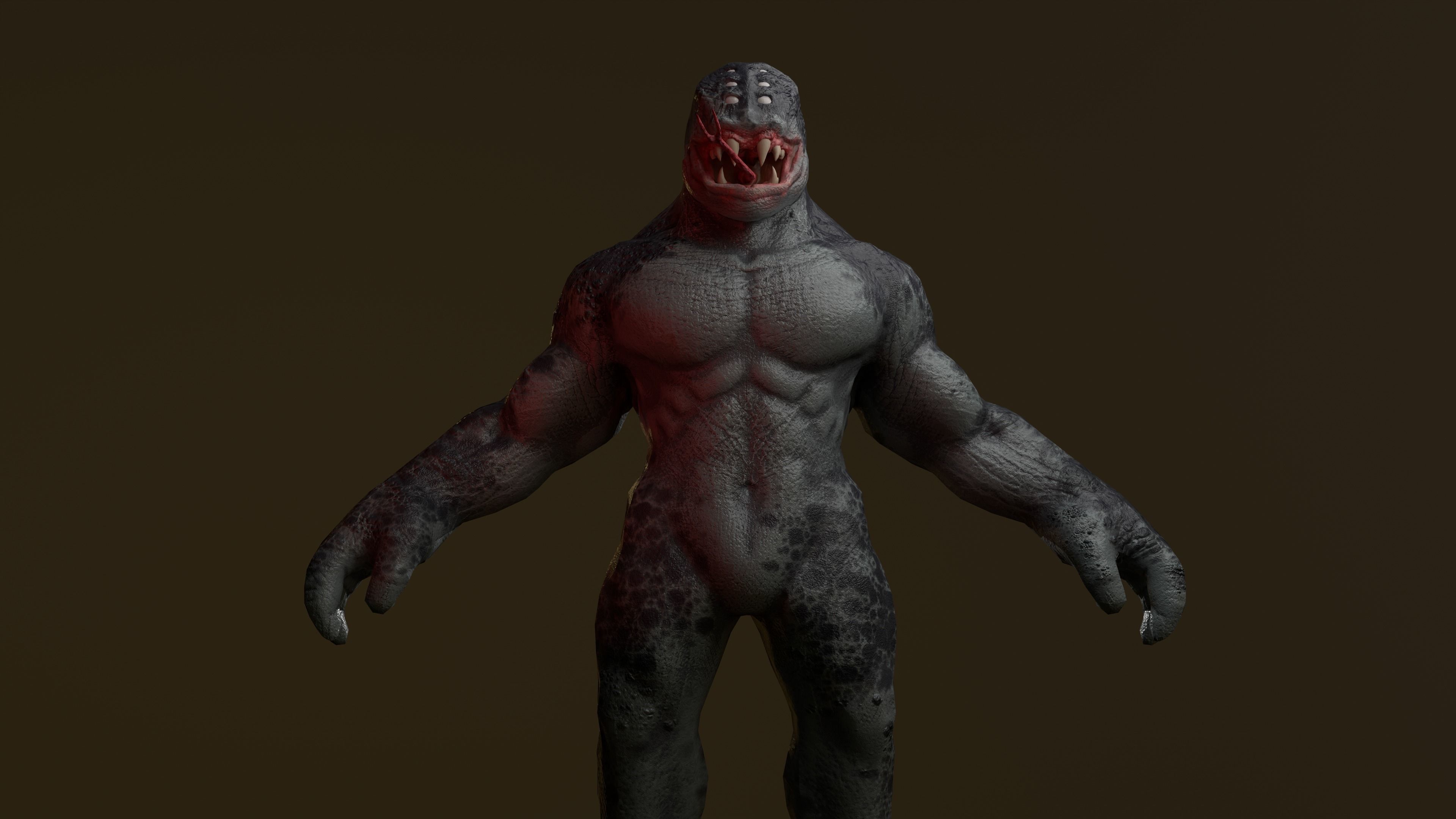 Beast humanoid creature Low-poly 3D model_7