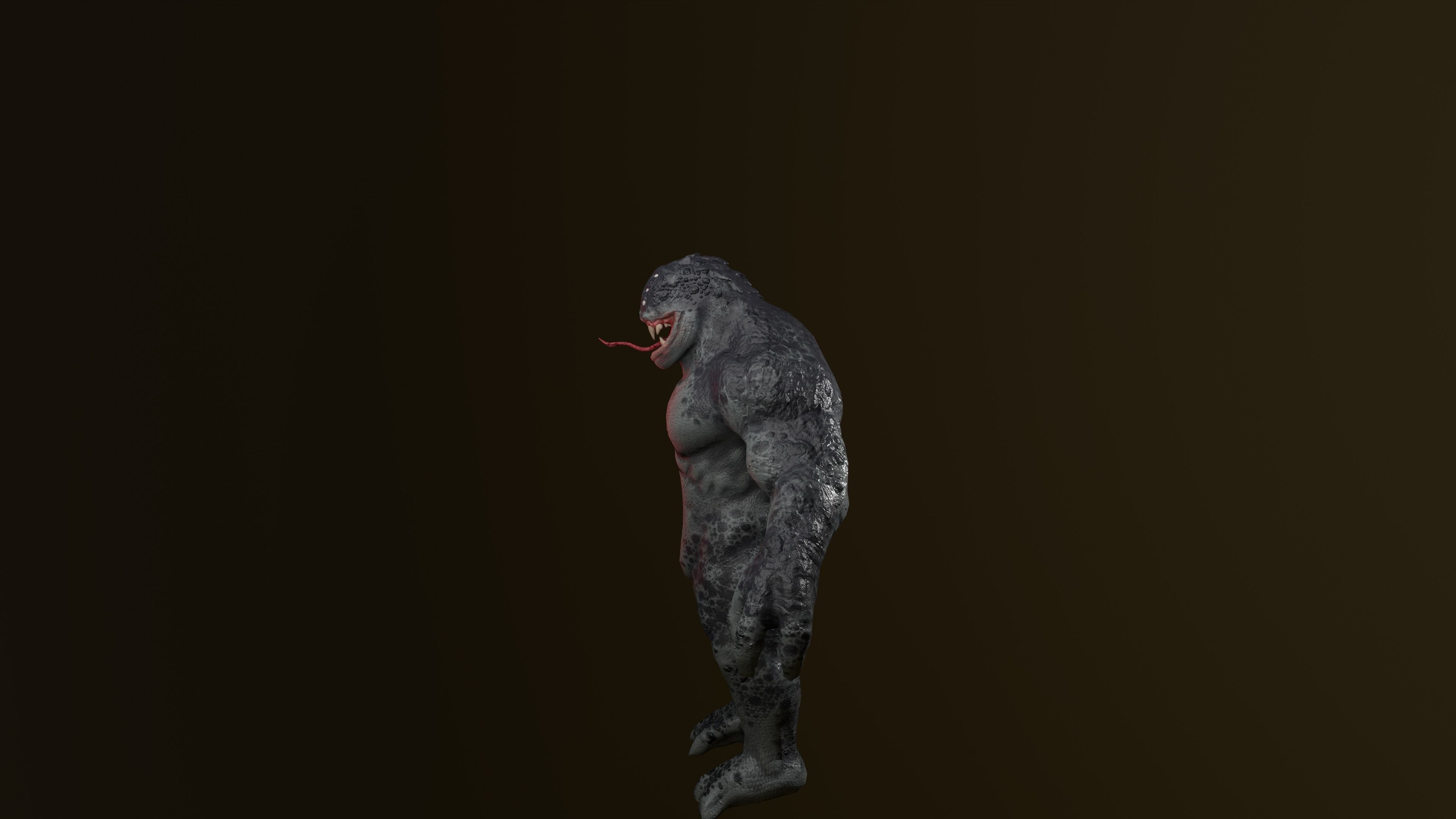 Beast humanoid creature Low-poly 3D model_4