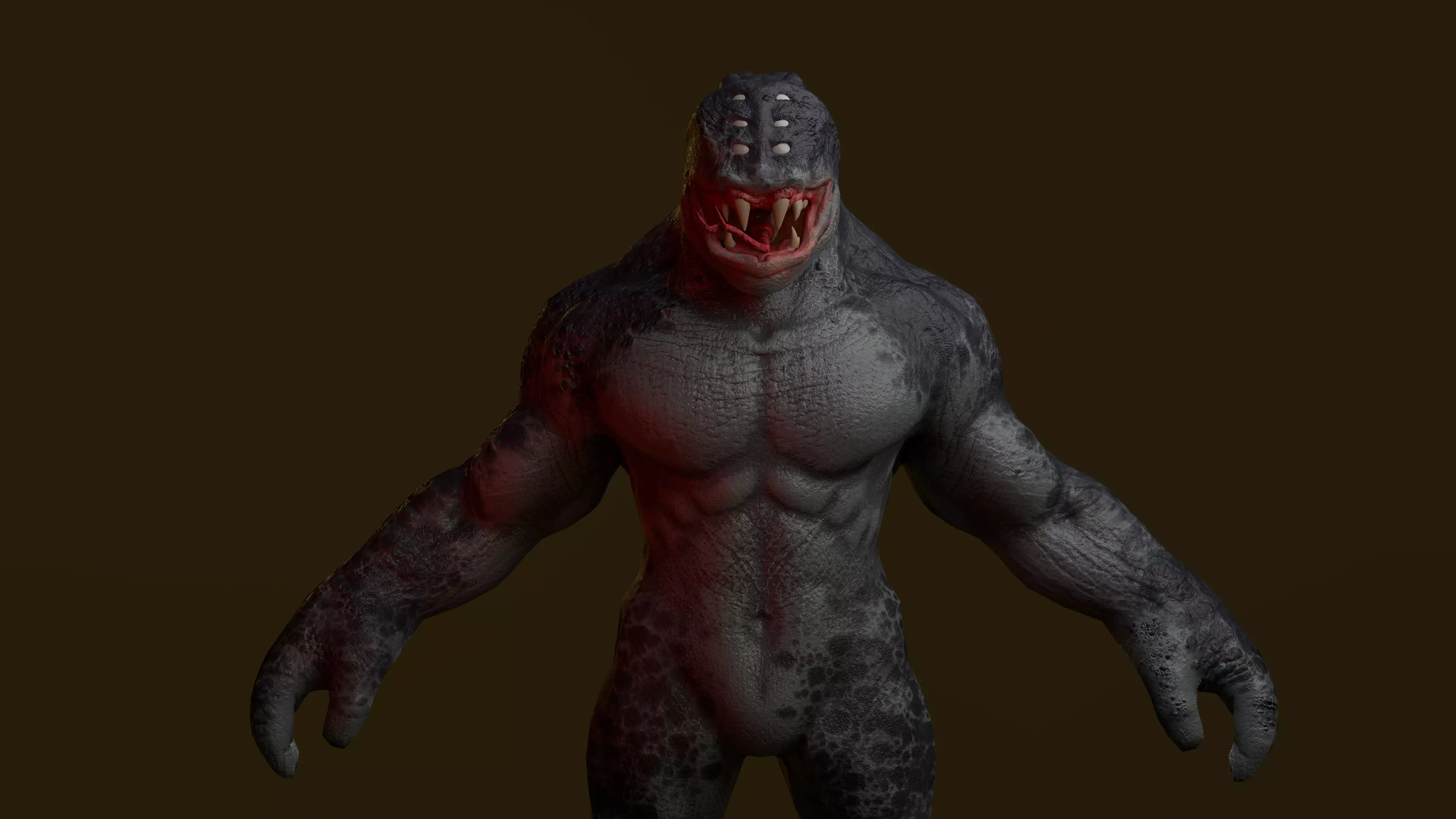 Beast humanoid creature Low-poly 3D model_0