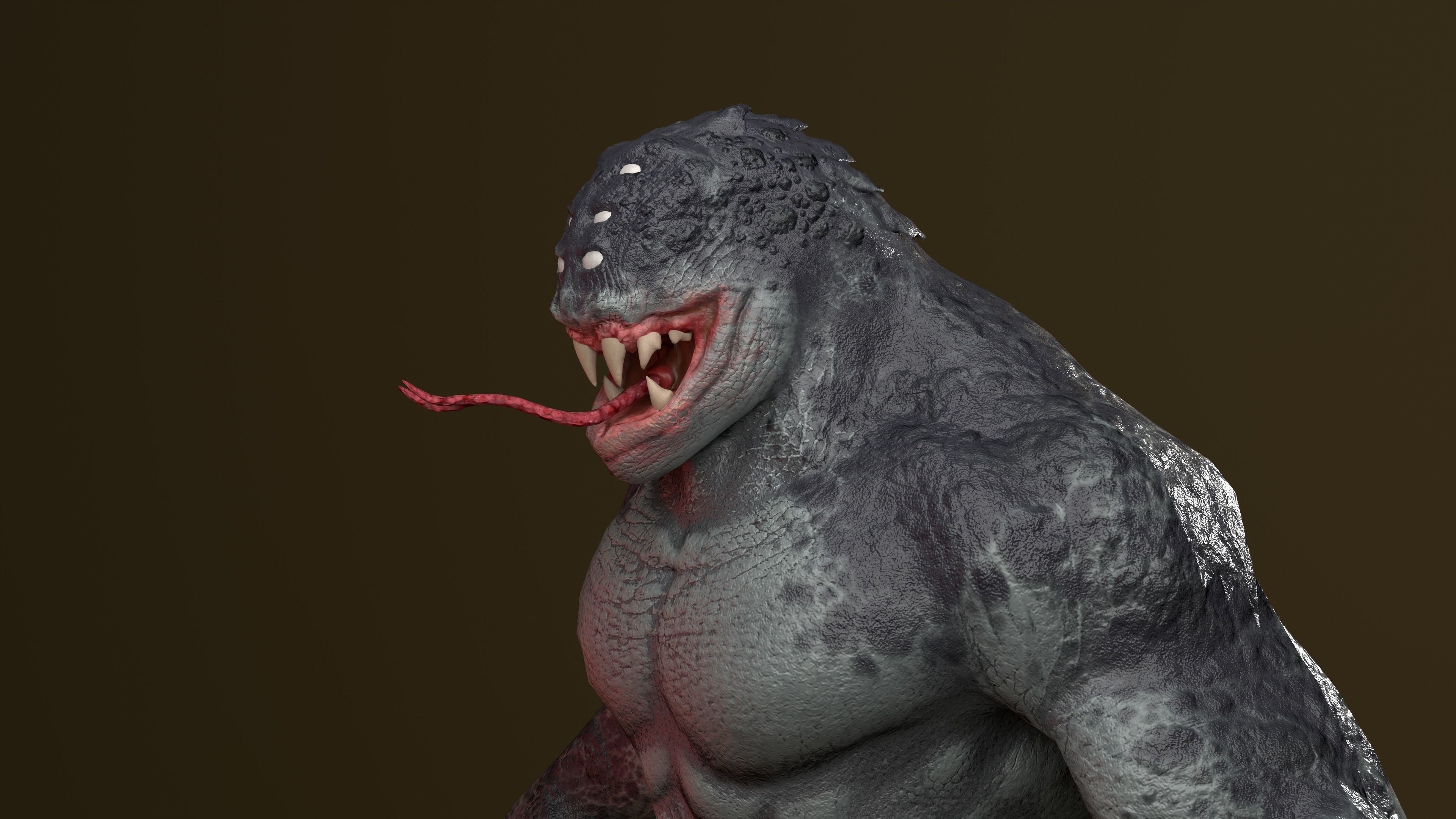 Beast humanoid creature Low-poly 3D model_2