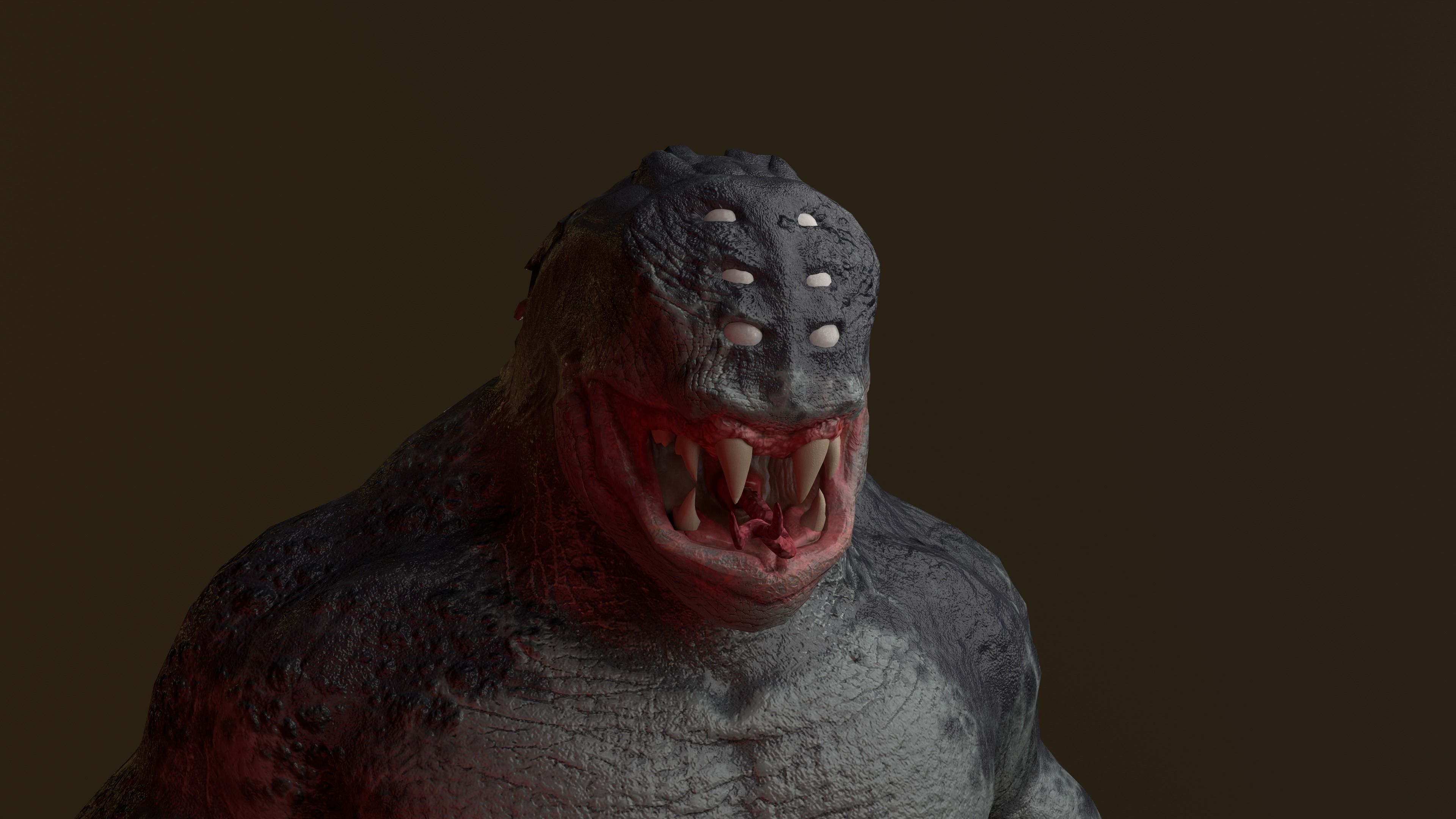 Beast humanoid creature Low-poly 3D model_3