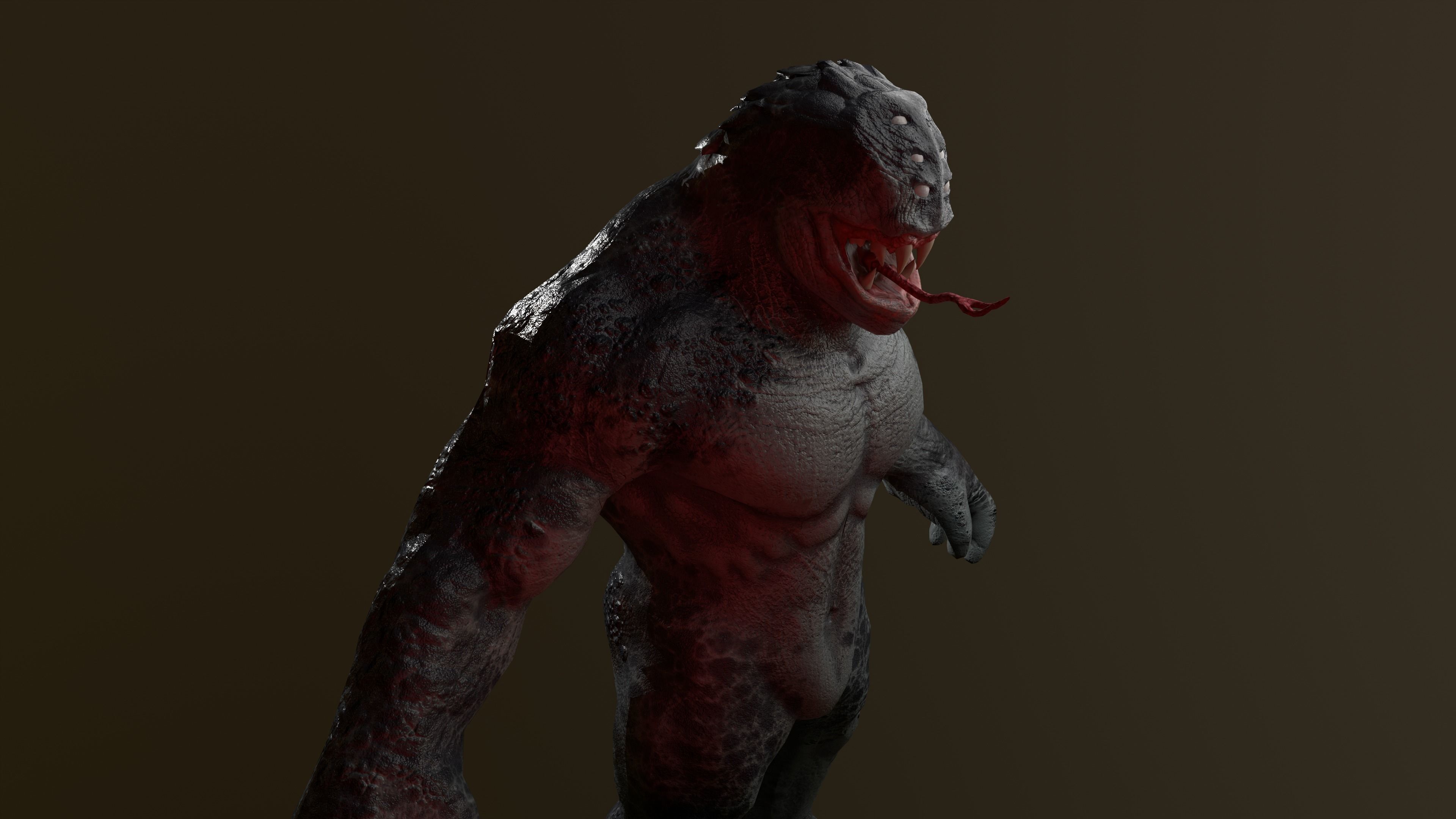 Beast humanoid creature Low-poly 3D model_6