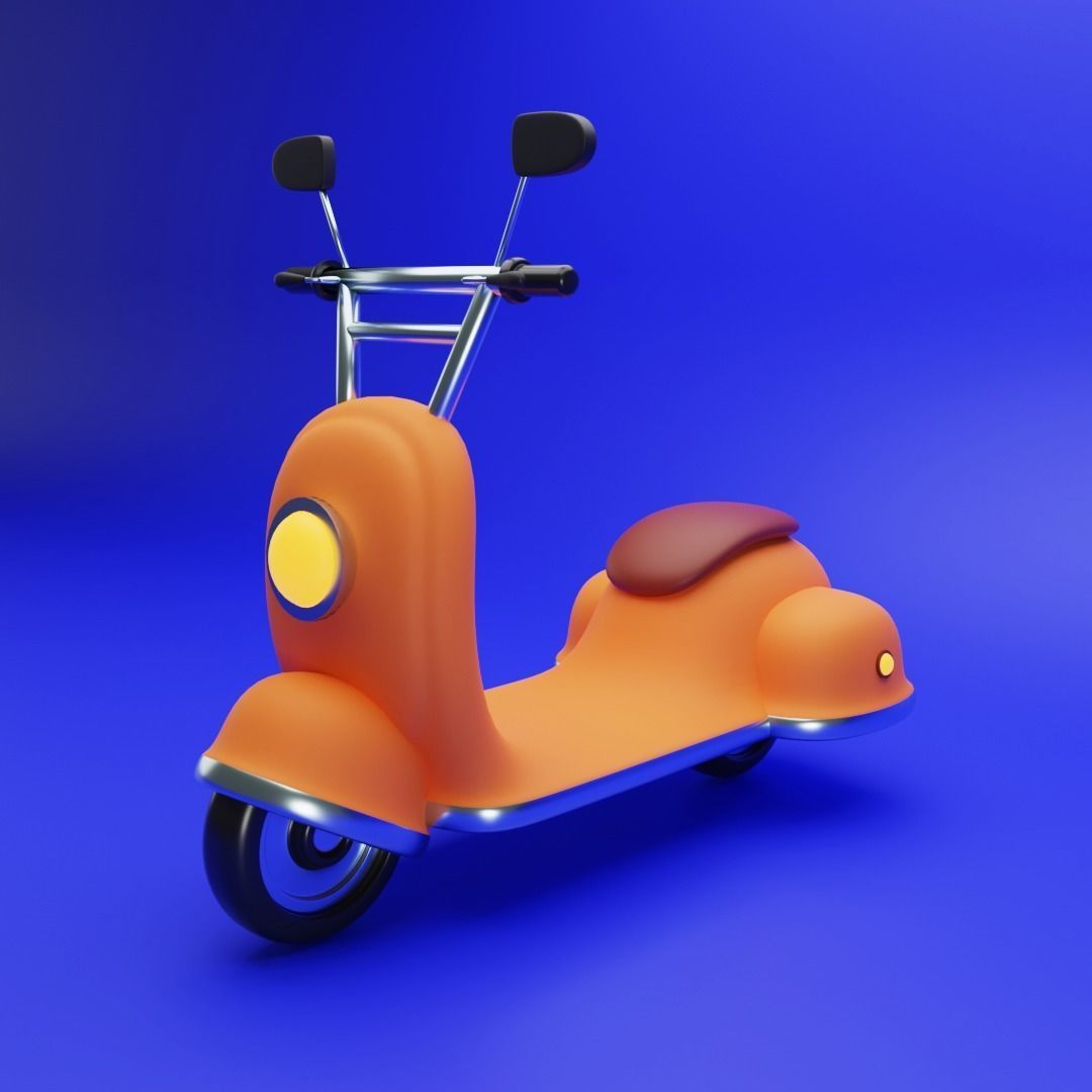 Cartoon Scooter Low-poly 3D model_1