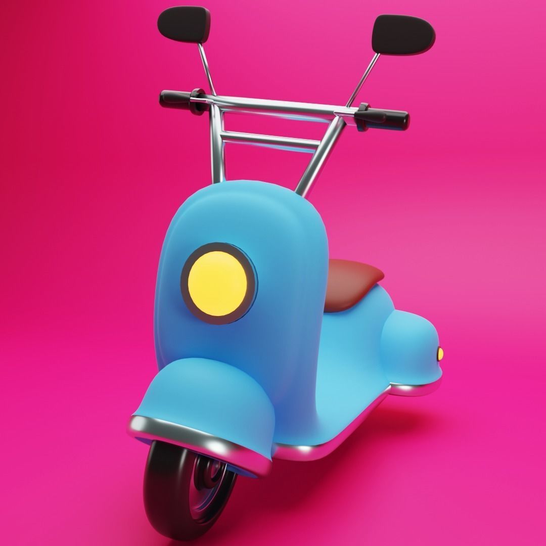 Cartoon Scooter Low-poly 3D model_2