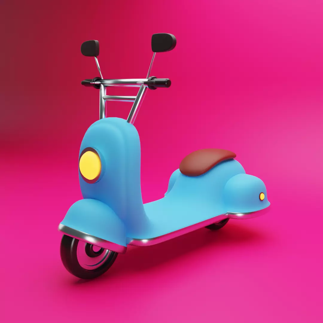 Cartoon Scooter Low-poly 3D model_0