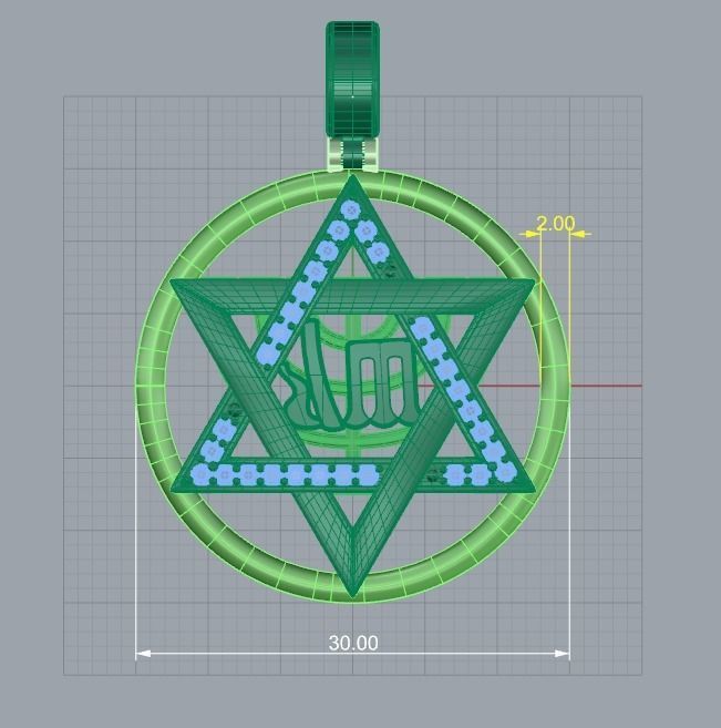 David star pendant  3D print model_5