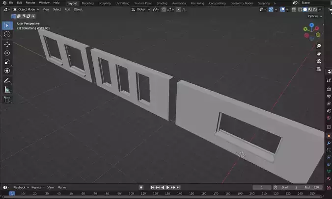 Walls with Windows Free 3D model