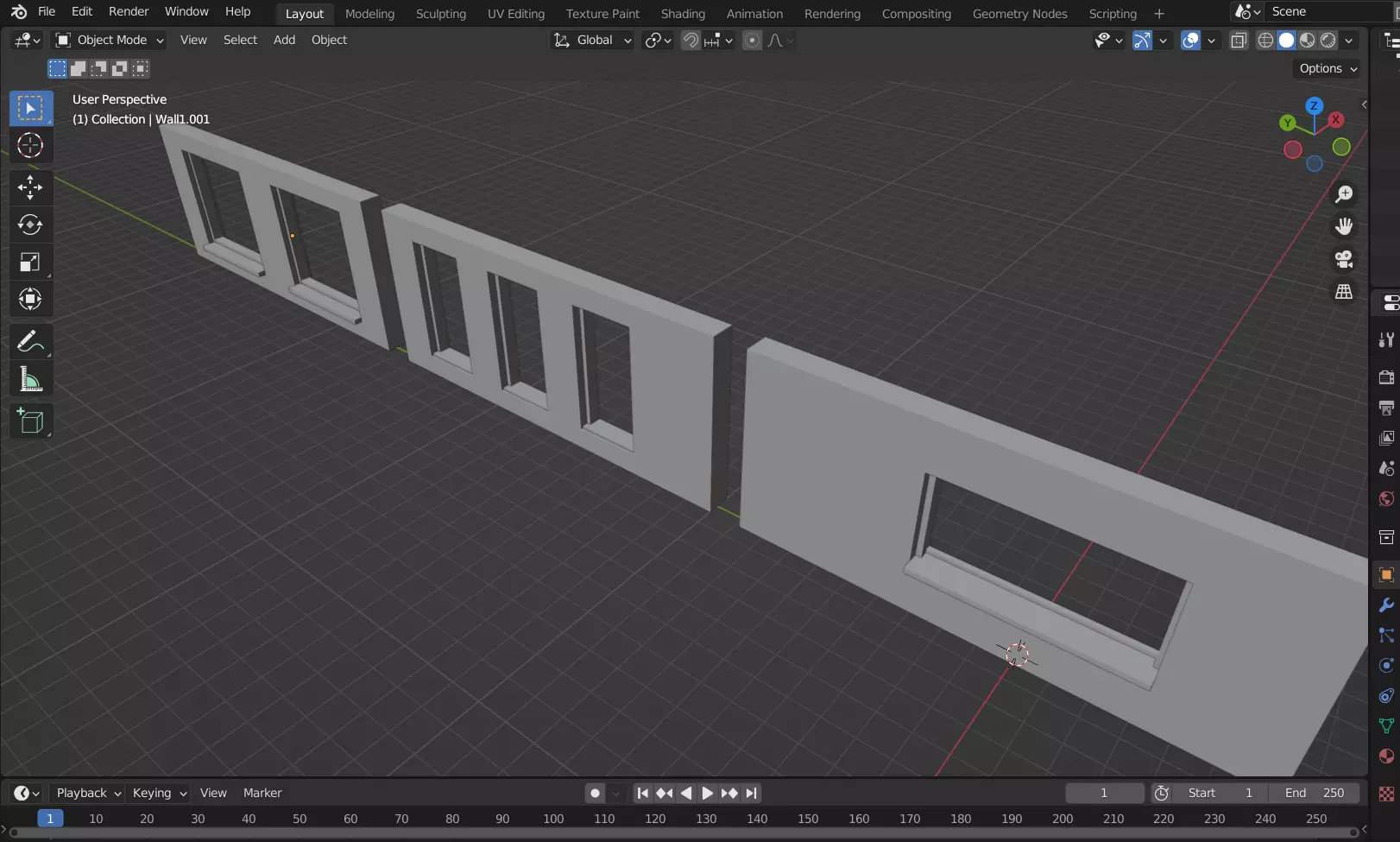 Walls with Windows Free 3D model