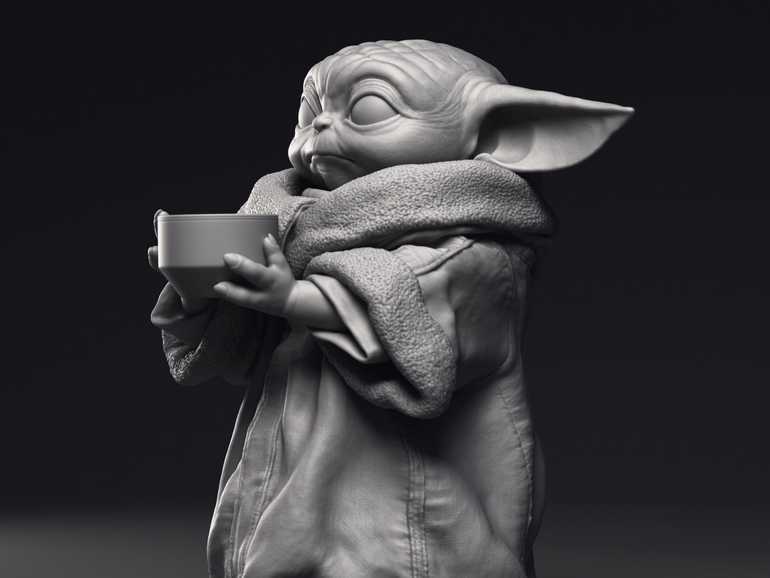 Grogu Baby Yoda pack of  three printable figures 3D Model Collection_9