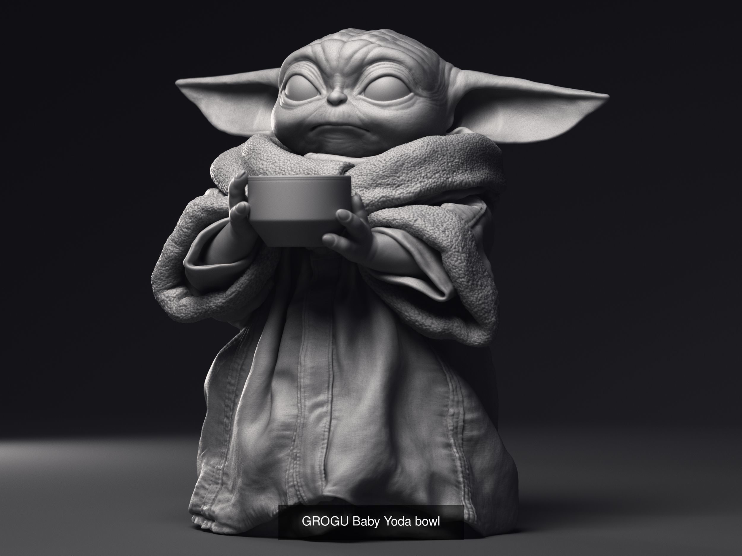 Grogu Baby Yoda pack of  three printable figures 3D Model Collection_3