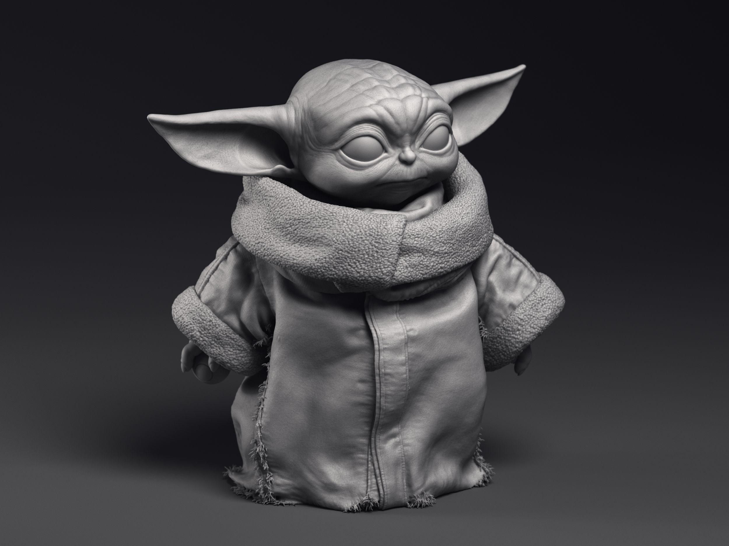 Grogu Baby Yoda pack of  three printable figures 3D Model Collection_11