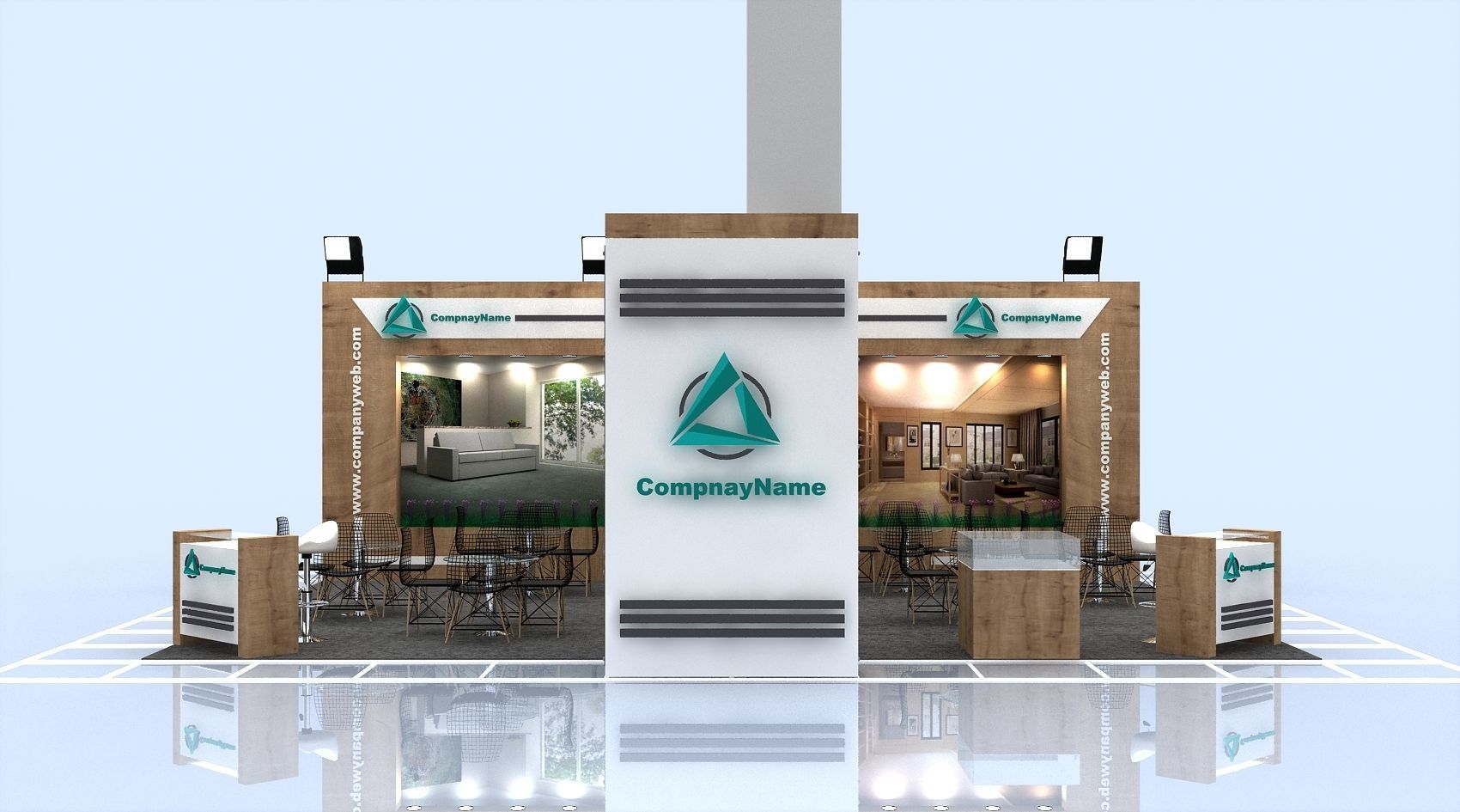 Exhibition Stall Size 10 m x 7 m Height 350 cm 3D model 3D model_1